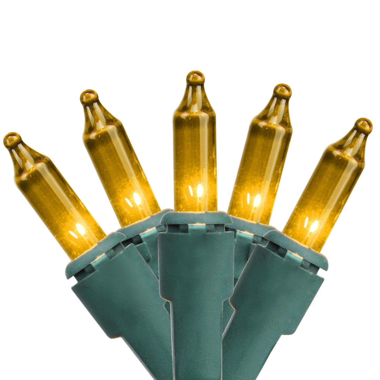 Merry and Light 100-Count Amber Gold Everglow Mini Christmas Light Set, 18ft Green Wire