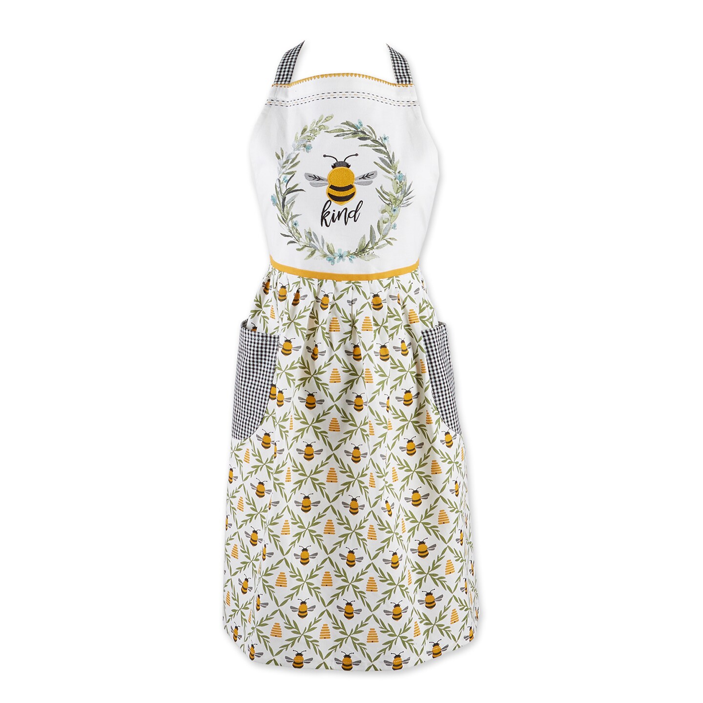 Contemporary Home Living Embroidered Be Kind Unisex Kitchen Chef Apron - 40&#x22; - Yellow and White