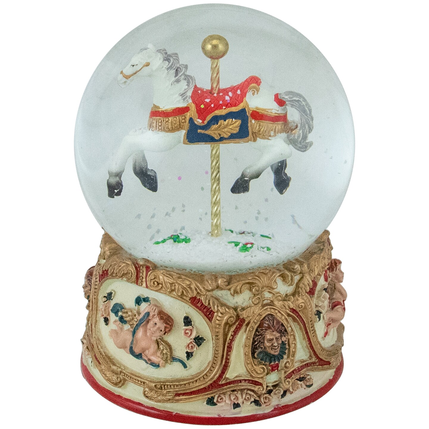 Northlight 5.5&#x22; Musical Carousel Horse Christmas Snow Globe