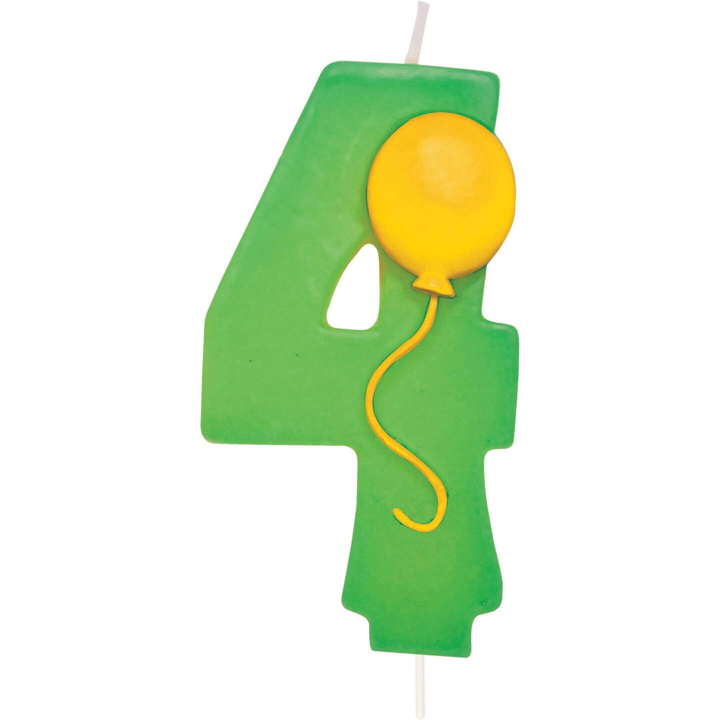 Party Central Numeral 4 with Balloon Birthday Party Candles - 3.5&#x22; - Green and Yellow - Pack of 6