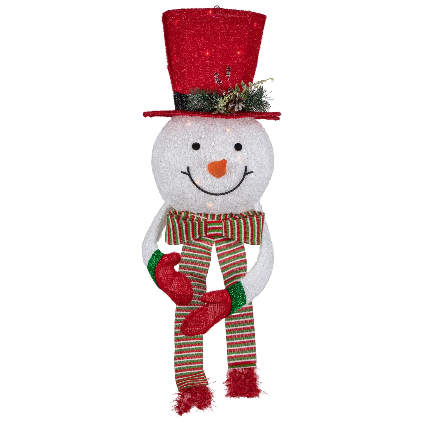 Northlight 21.5&#x22; Lighted Snowman with Red Top Hat Christmas Tree Topper