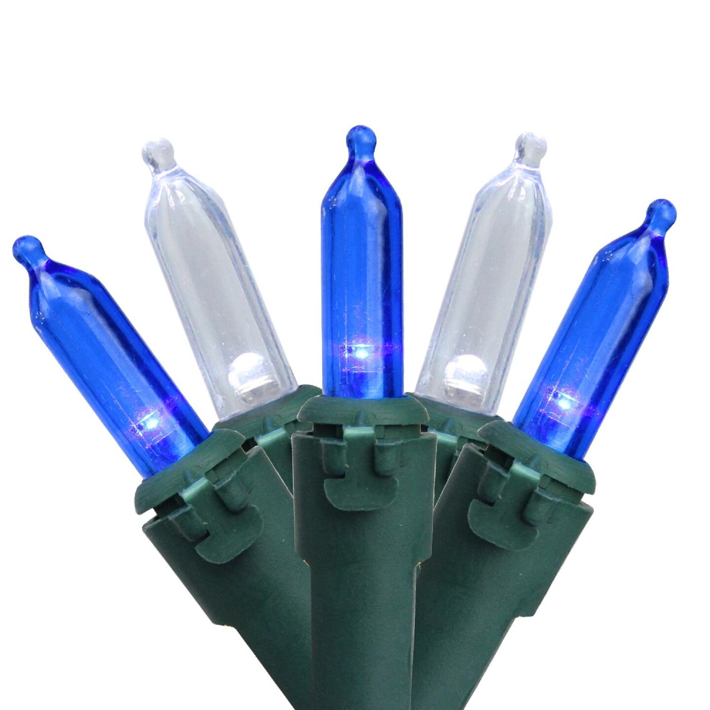 Northlight 50-Count Blue and White LED Mini Christmas Lights - 16.25 ft Green Wire