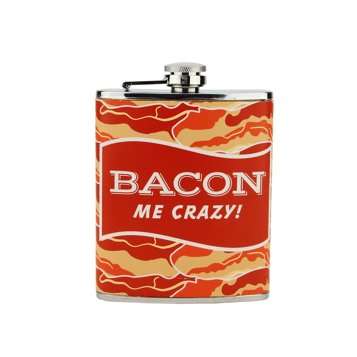 Wild Eye Bacon Me Crazy! Stainless Steel Novelty Drinking Hip Flask - 7 oz