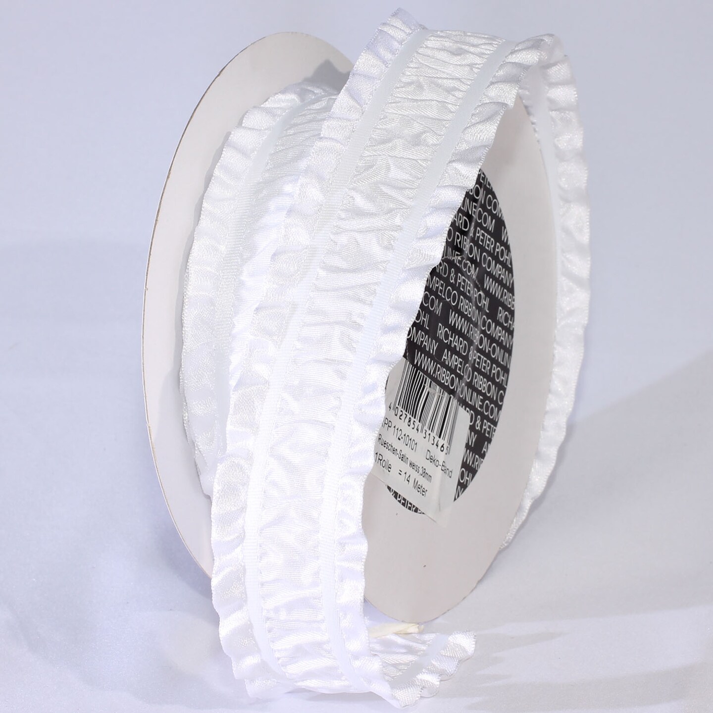 The Ribbon People White Woven Edge Ruffles Craft Ribbon 1.5" x 30 Yards