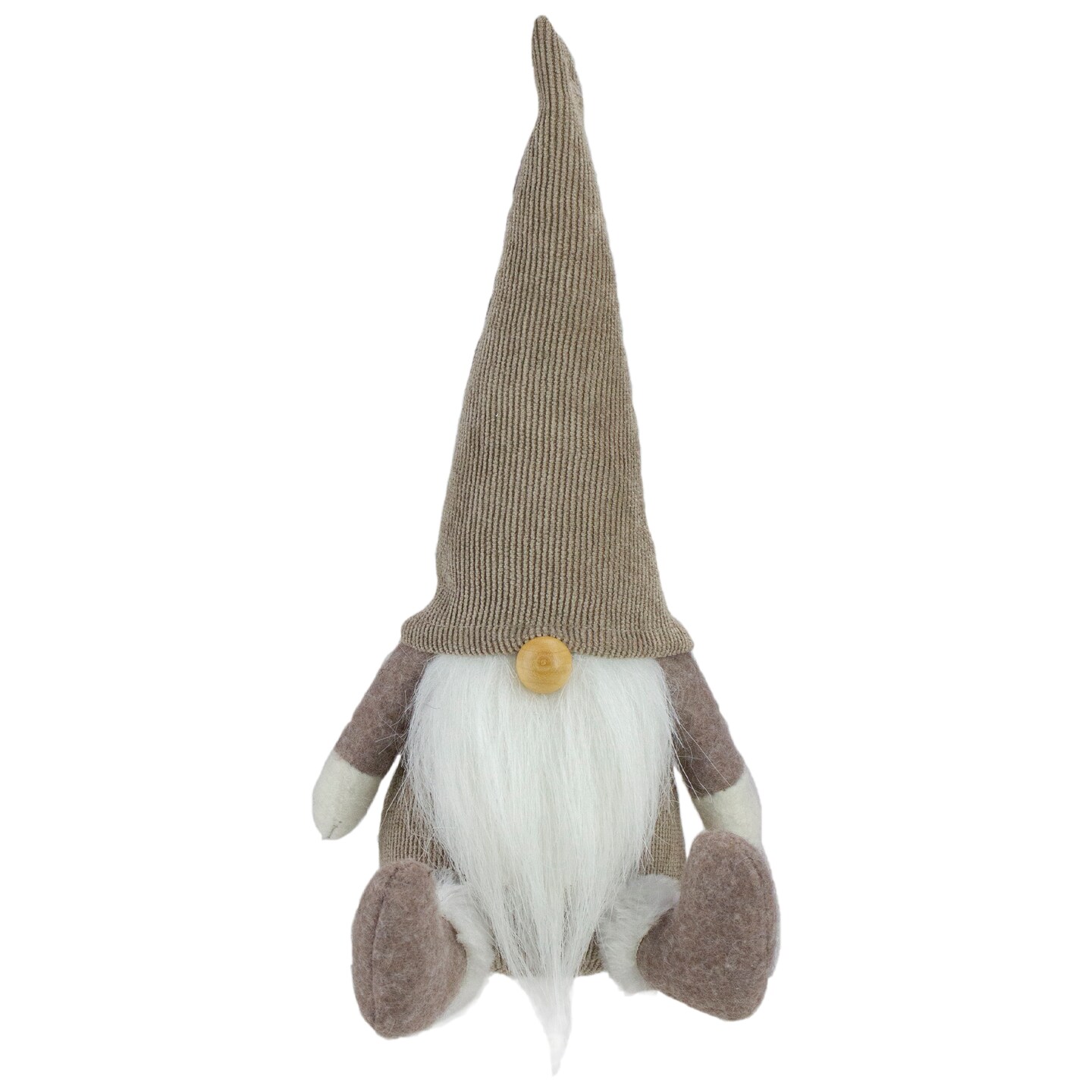 Northlight Plush Sitting Gnome with Corduroy Hat Christmas Figure - 10&#x22; - Brown and White