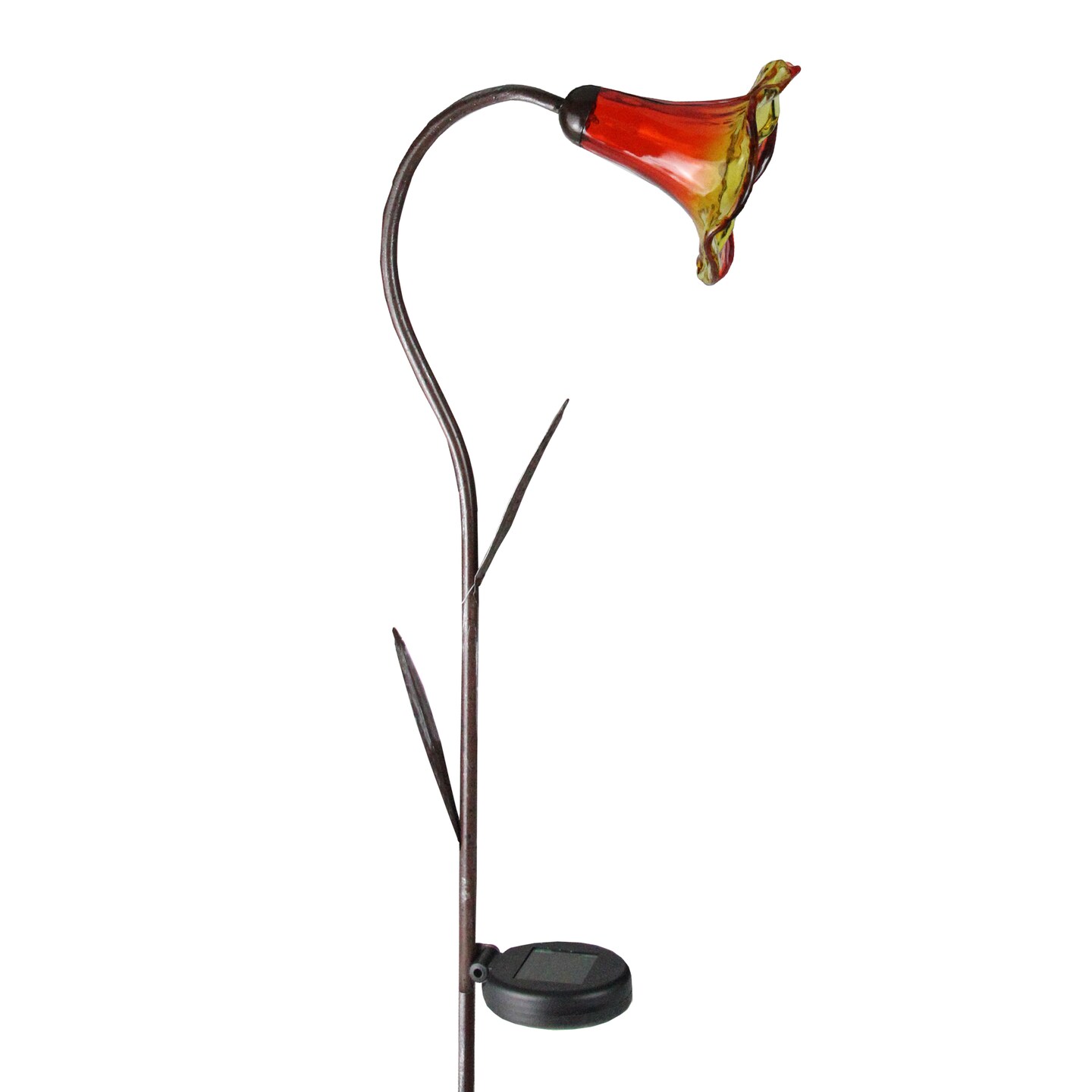 Gerson 45.25&#x22; Transparent Orange Lighted Lily Solar Powered Outdoor Lawn Stake