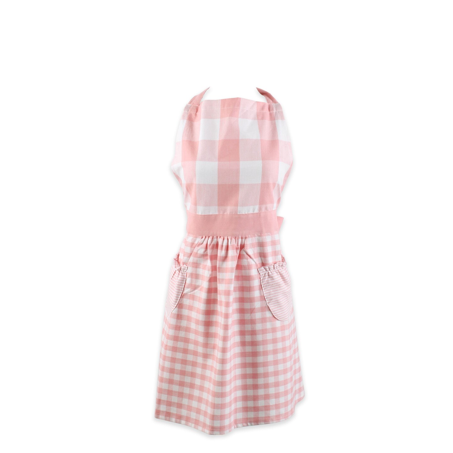 Contemporary Home Living 31.5&#x22; x 33.5&#x22; Pink and White Checkered Gingham Apron