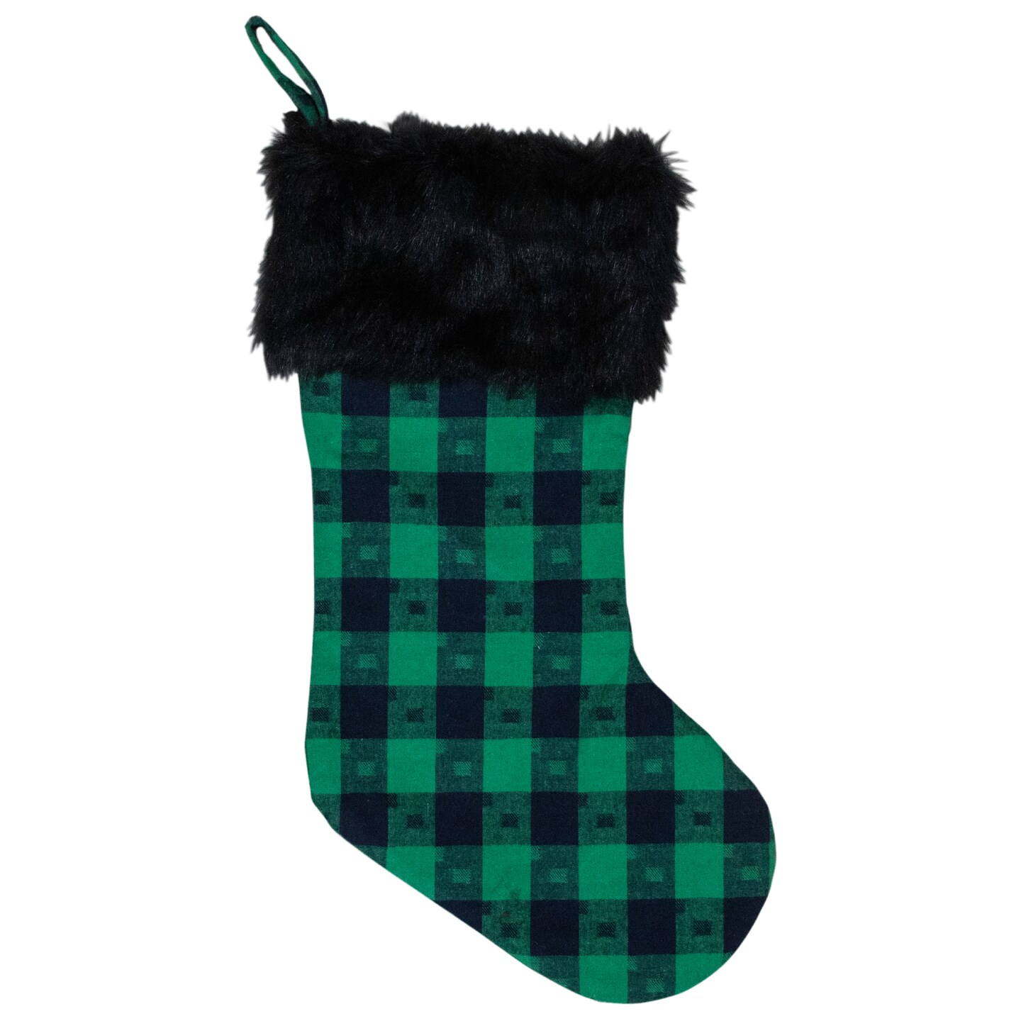 Northlight 20&#x22; Green and Black Plaid Christmas Stocking