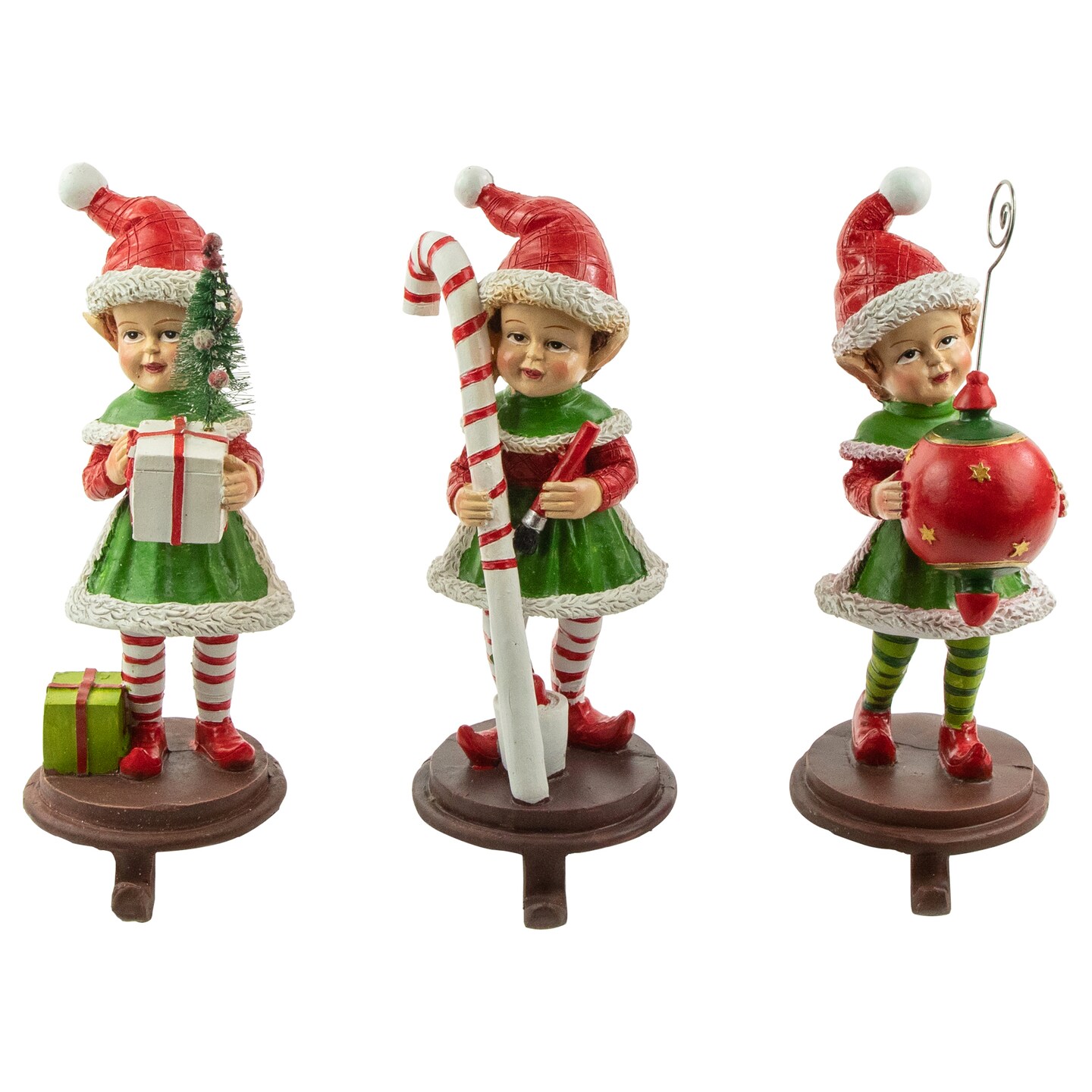 Northlight Set of 3 Christmas Elves Stocking Holders 8.5&#x22;