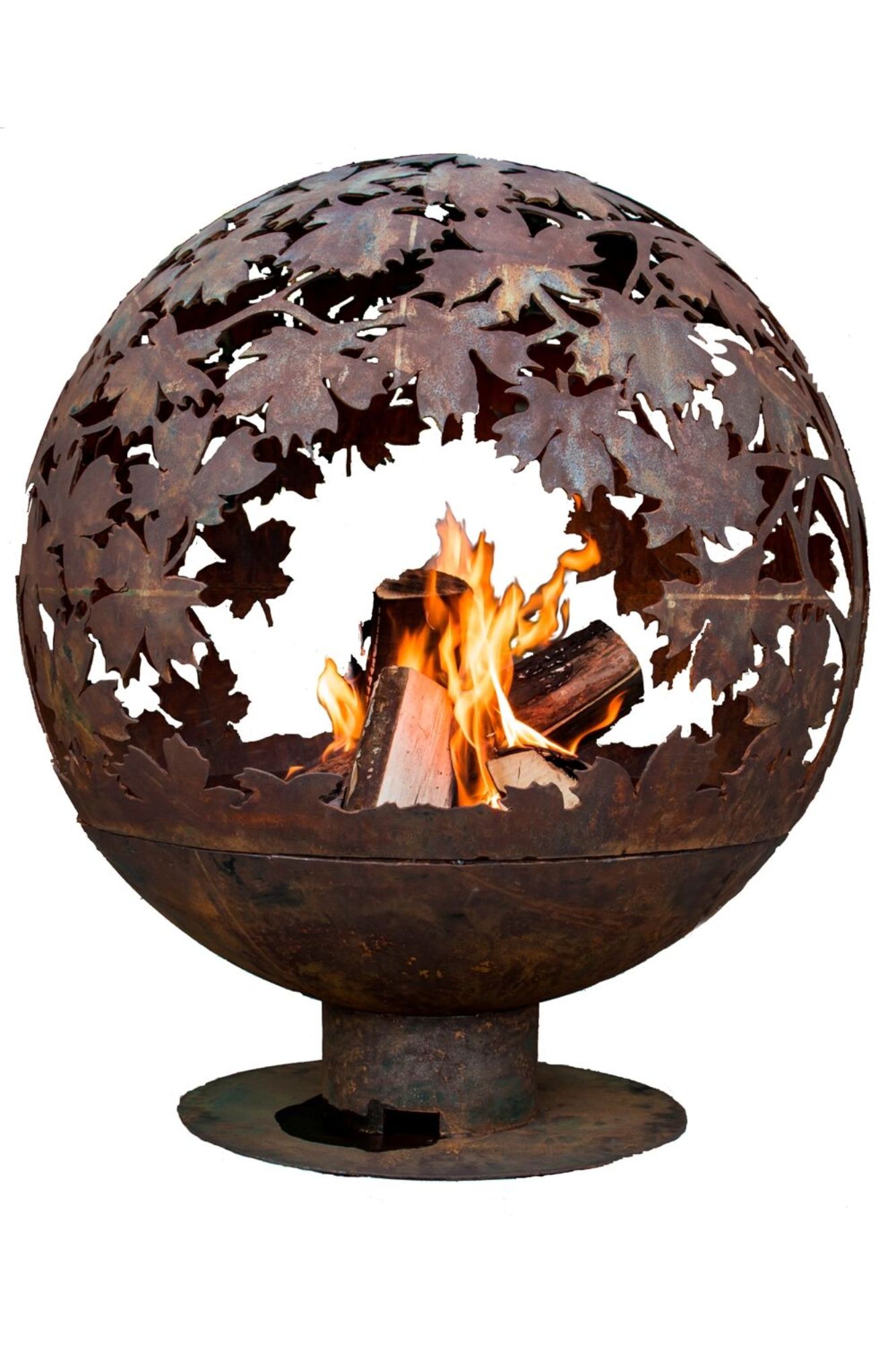 Esschert Design 36&#x22; Brown Rustic Finish Extra Large Leaf Outdoor Fire Sphere