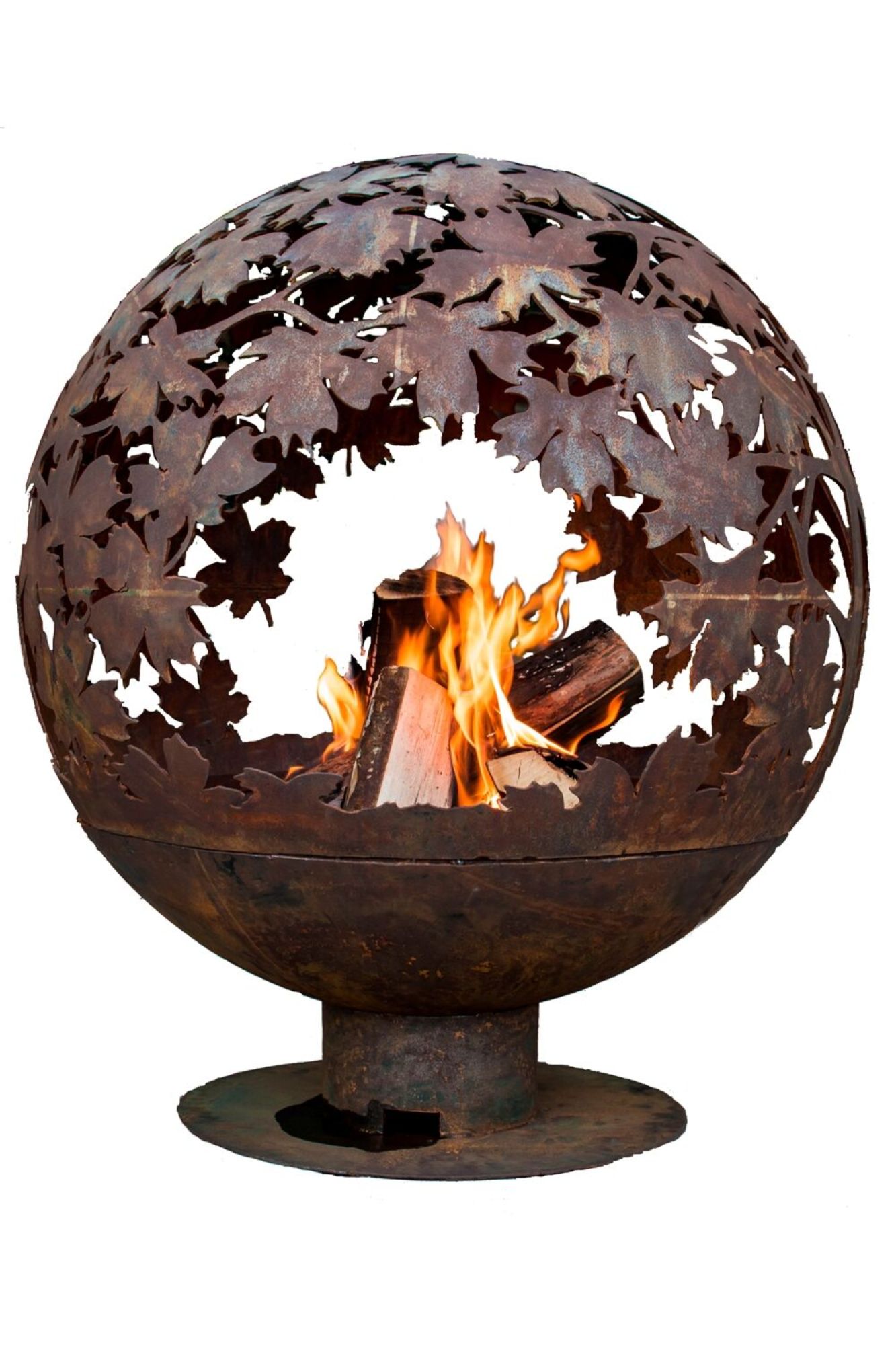 Esschert Design 36" Brown Rustic Finish Extra Large Leaf Outdoor Fire Sphere