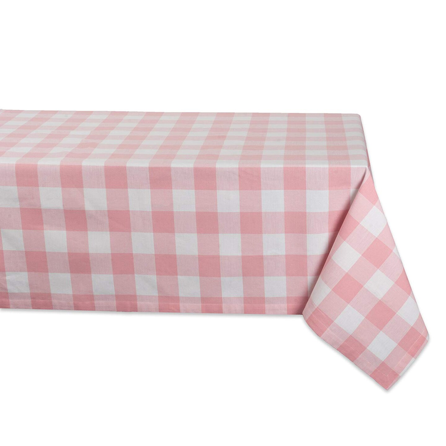 Contemporary Home Living Checkered Rectangular Cotton Tablecloth - 84&#x22; - Pale Pink and White