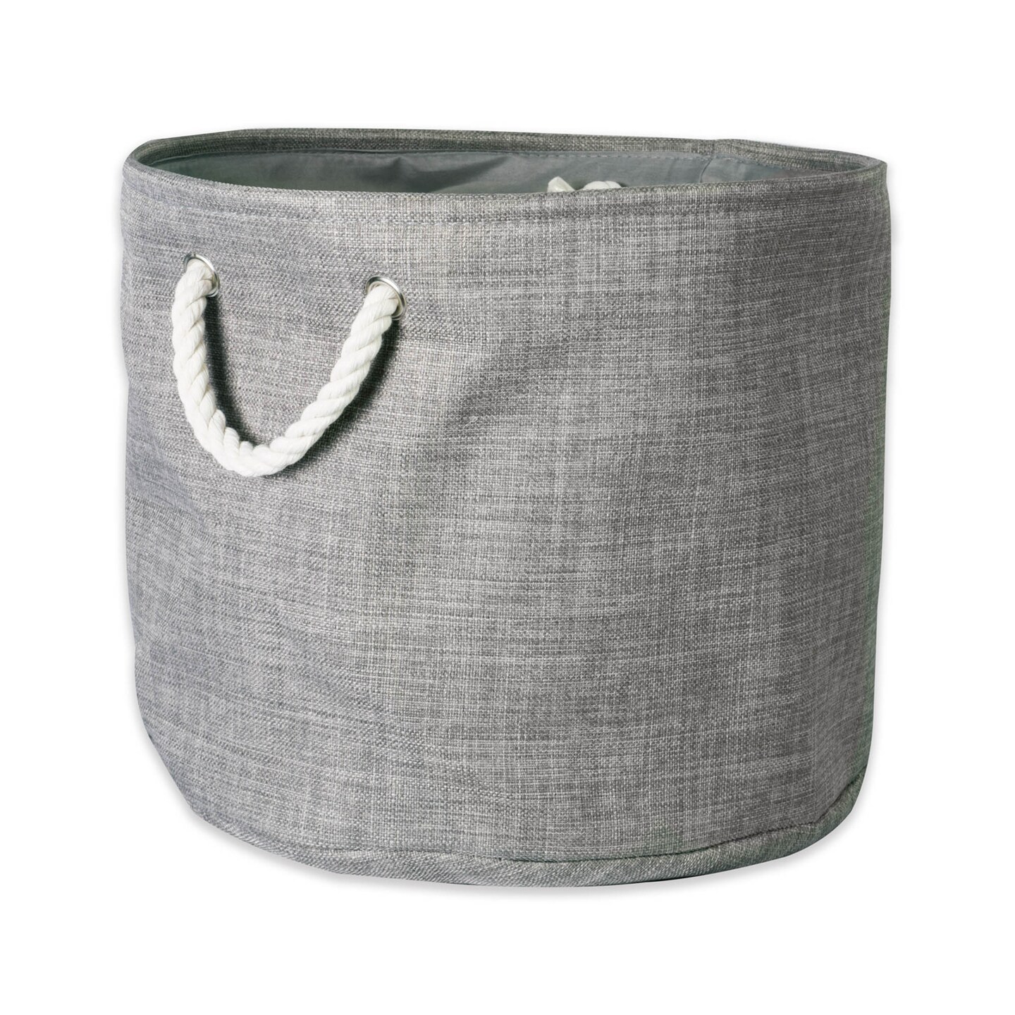 Contemporary Home Living 12&#x22; Gray Round Polyester Storage Bin with Variegated Design