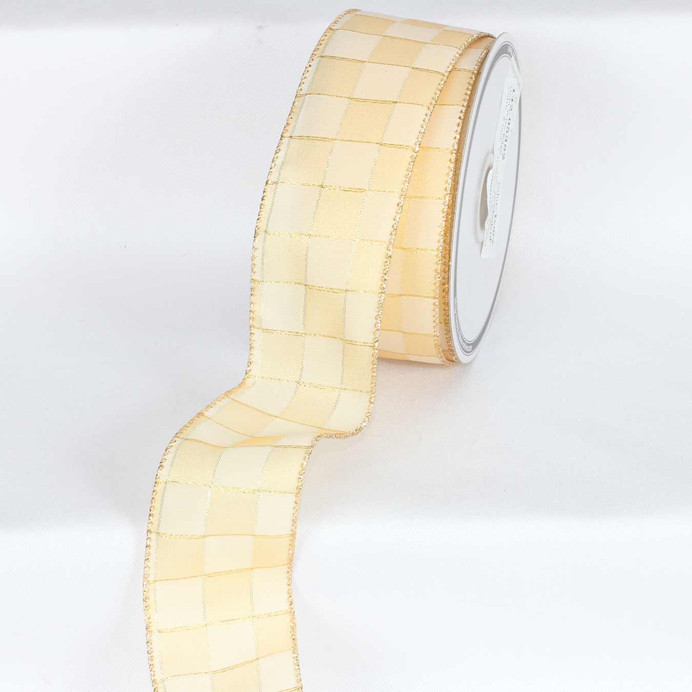 The Ribbon People Ivory Madrid Gold Wired Craft Ribbon 2&#x22; x 20 Yards