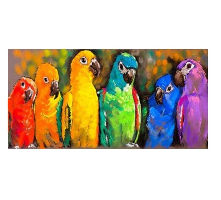 Outdoor Living and Style Yellow and Green Pretty Parrots Outdoor Canvas Rectangular Wall Art Decor 24" x 48"