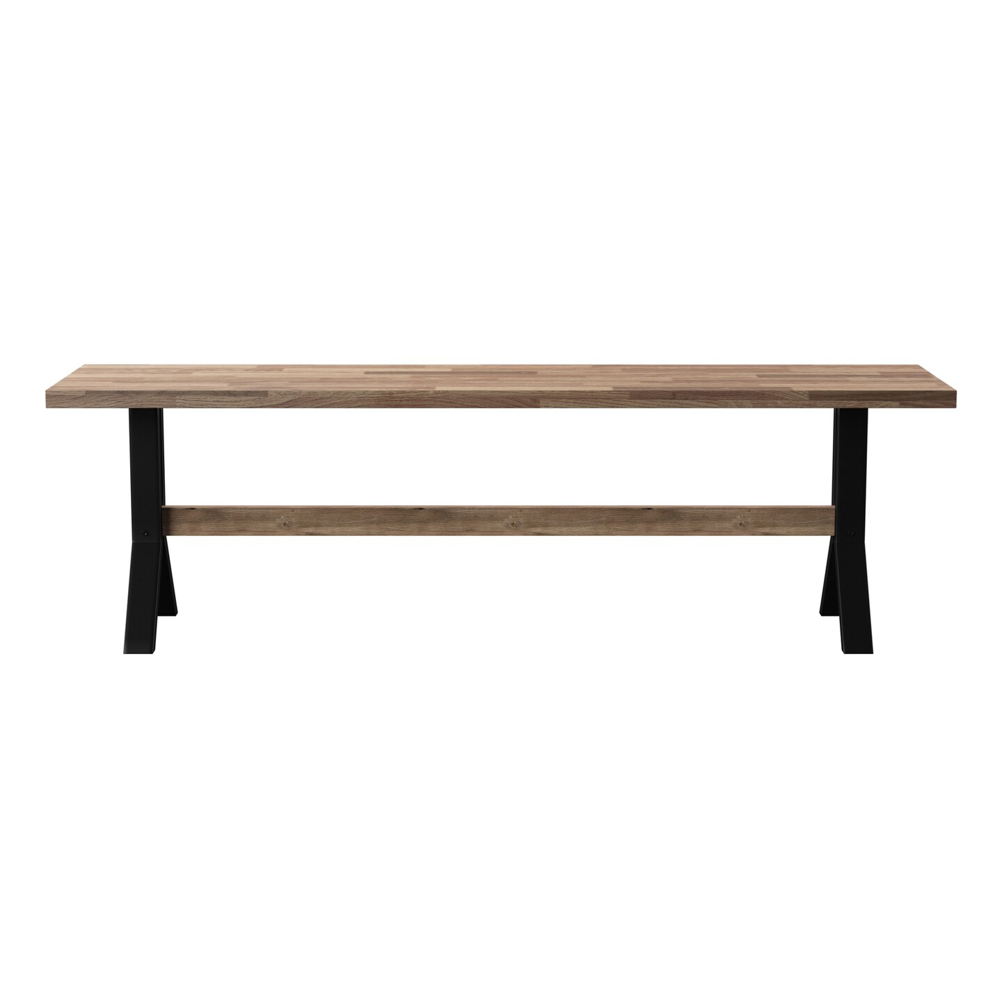 Southern Enterprises 4.75&#x27; Solid Brown Rectangular Home Furniture and Collections Standlake Slatted Outdoor Bench