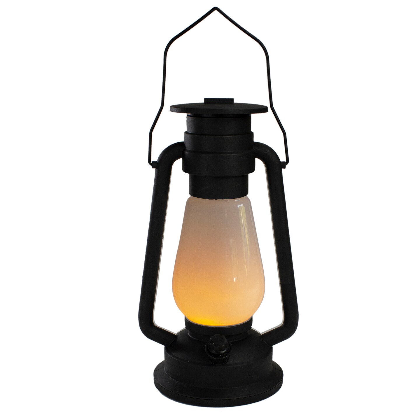 Northlight 12&#x22; Black Battery Operated Faux Flame LED Hurricane Lantern