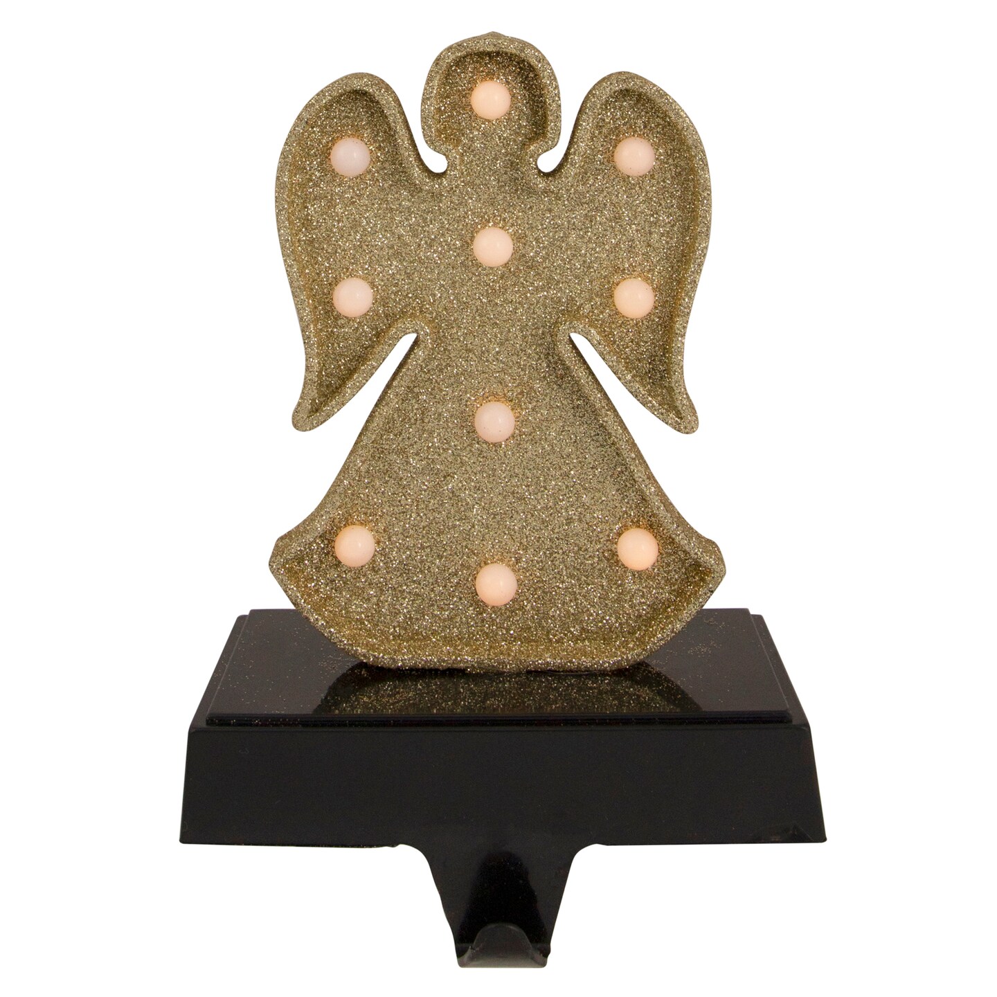 Northlight LED Lighted Glittered Angel Christmas Stocking Holder - 7" - Gold Finish