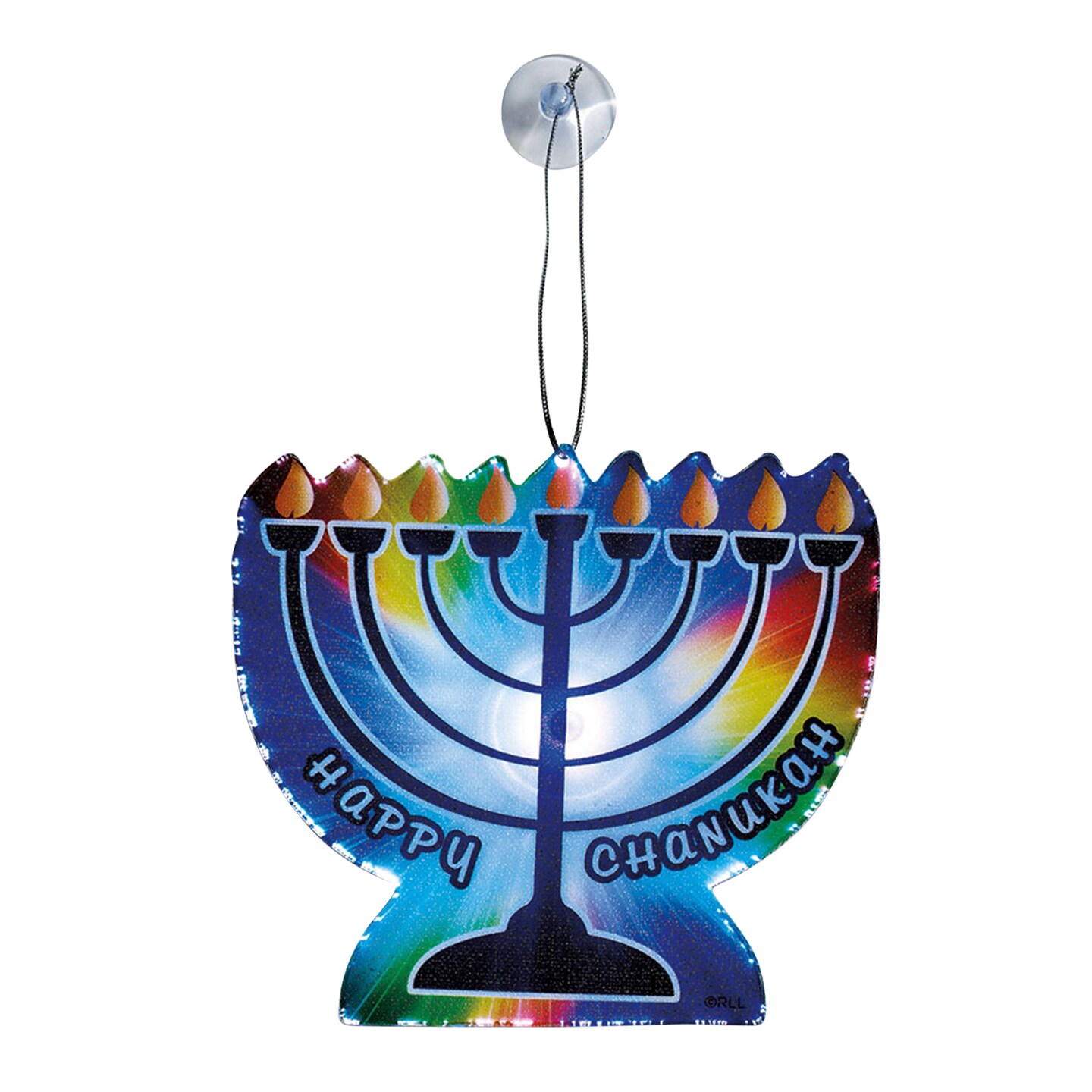 Rite Lite 5" Blue Battery Operated Color Changing Fiber Optic "Happy Hanukkah" Menorah Window Decor