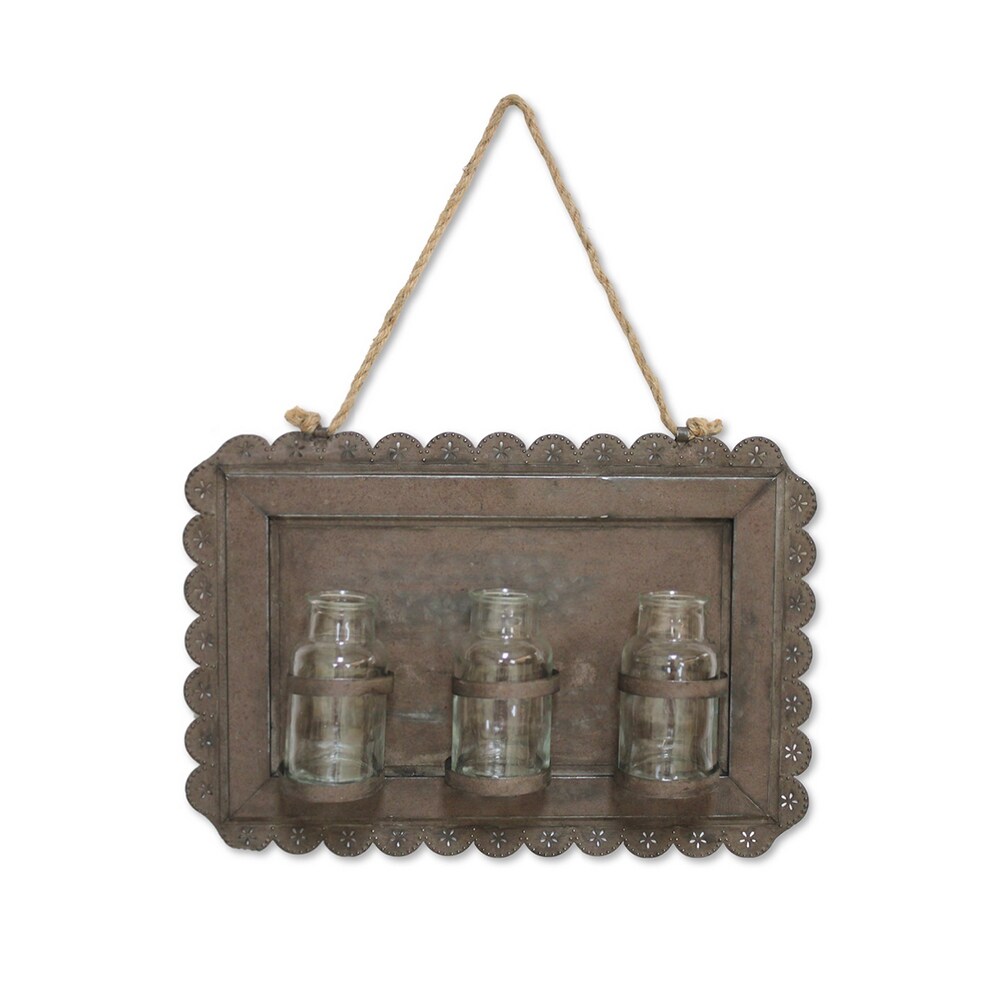 Melrose 17" New Romance Rustic Hanging Wall Decoration with Glass Jars