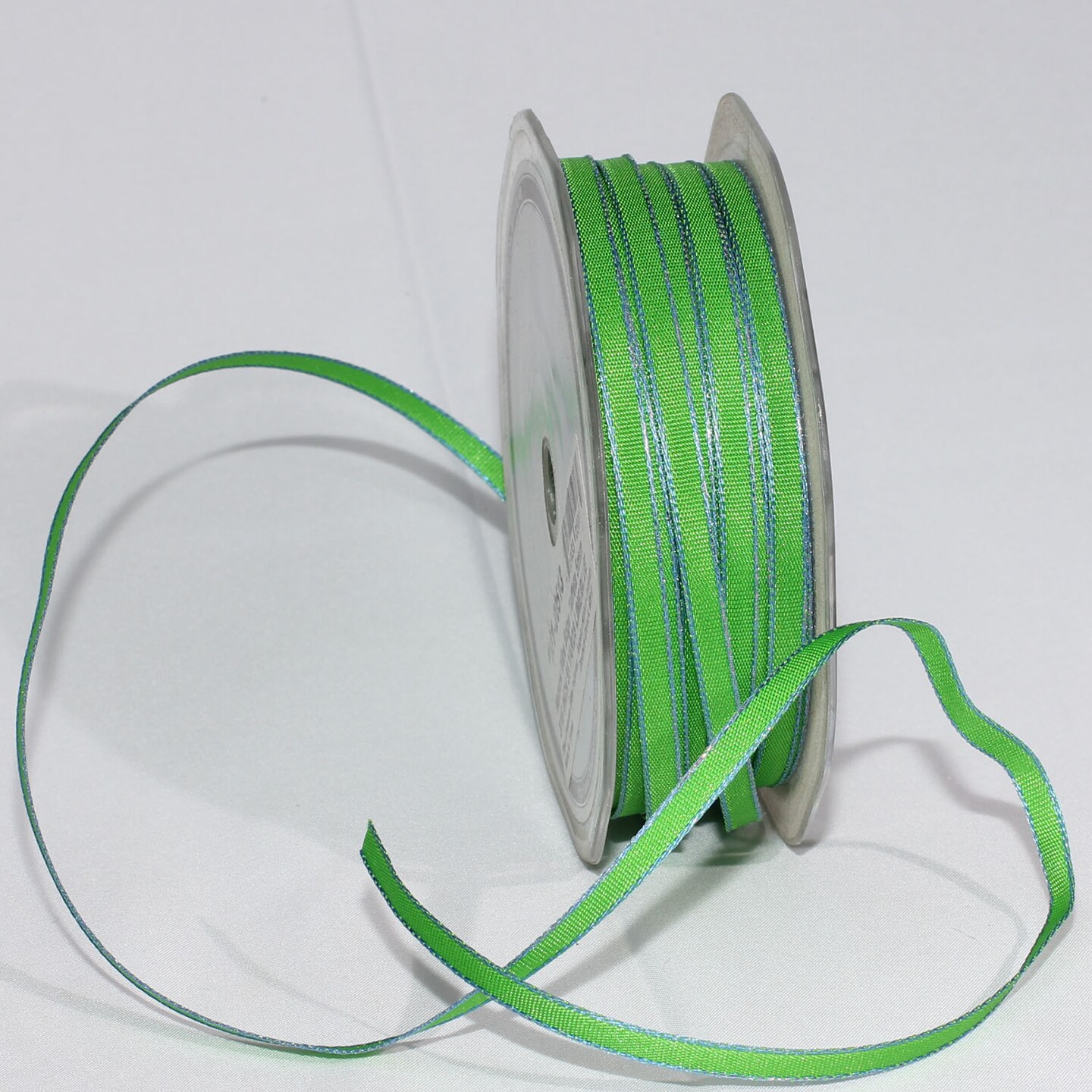 The Ribbon People Lime Green and Blue Solid Narrow Edge Wired Craft