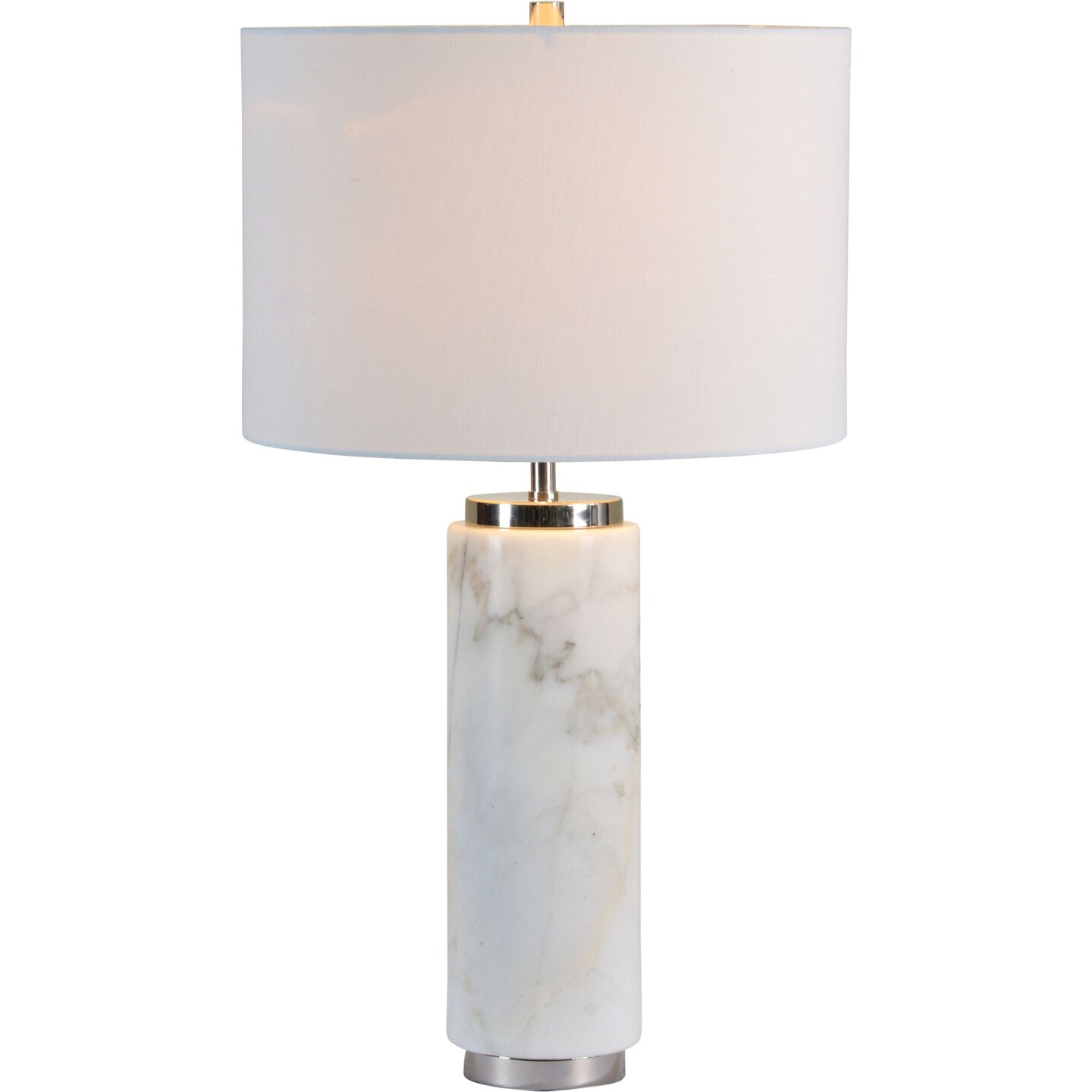 Signature Home Collection 26.5&#x22; Marble Table Lamp with White Drum Shade