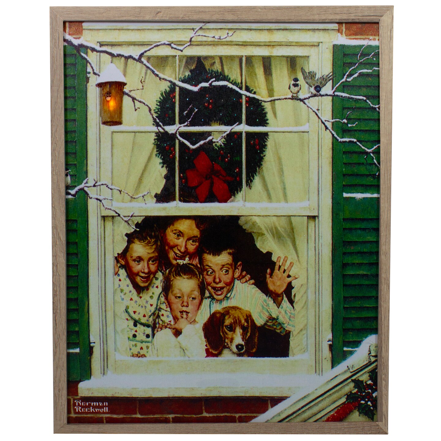 Northlight 19&#x22; Lighted Norman Rockwell &#x27;Oh Boy! It&#x27;s Pop with a New Plymouth&#x27; Christmas Wall Art