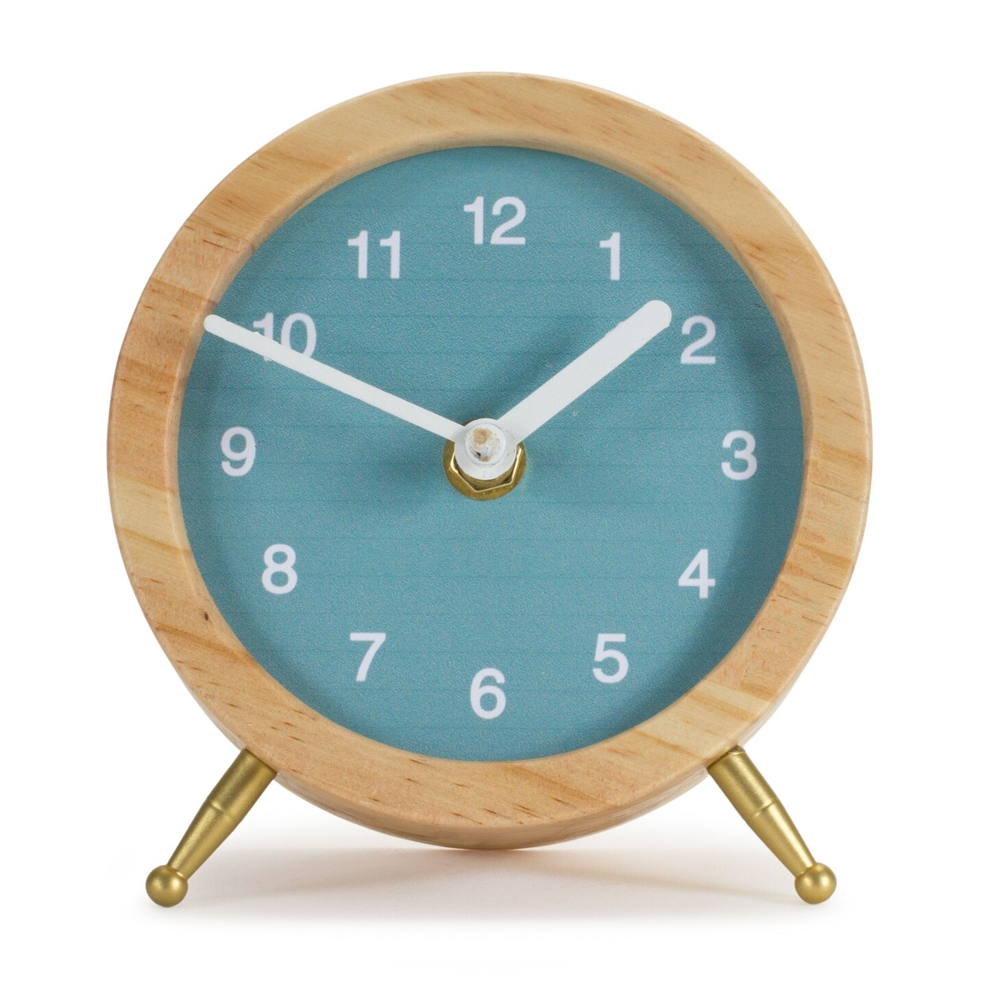 Melrose 5.25&#x22; Blue Round Wooden Desk Clock