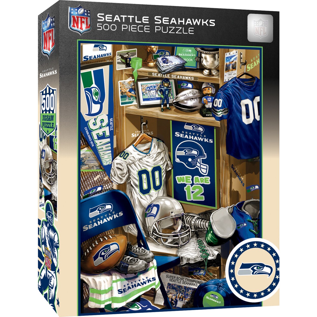 Masterpieces   500 Piece Puzzle - Seattle Seahawks Locker Room - 15&#x22;x21&#x22;