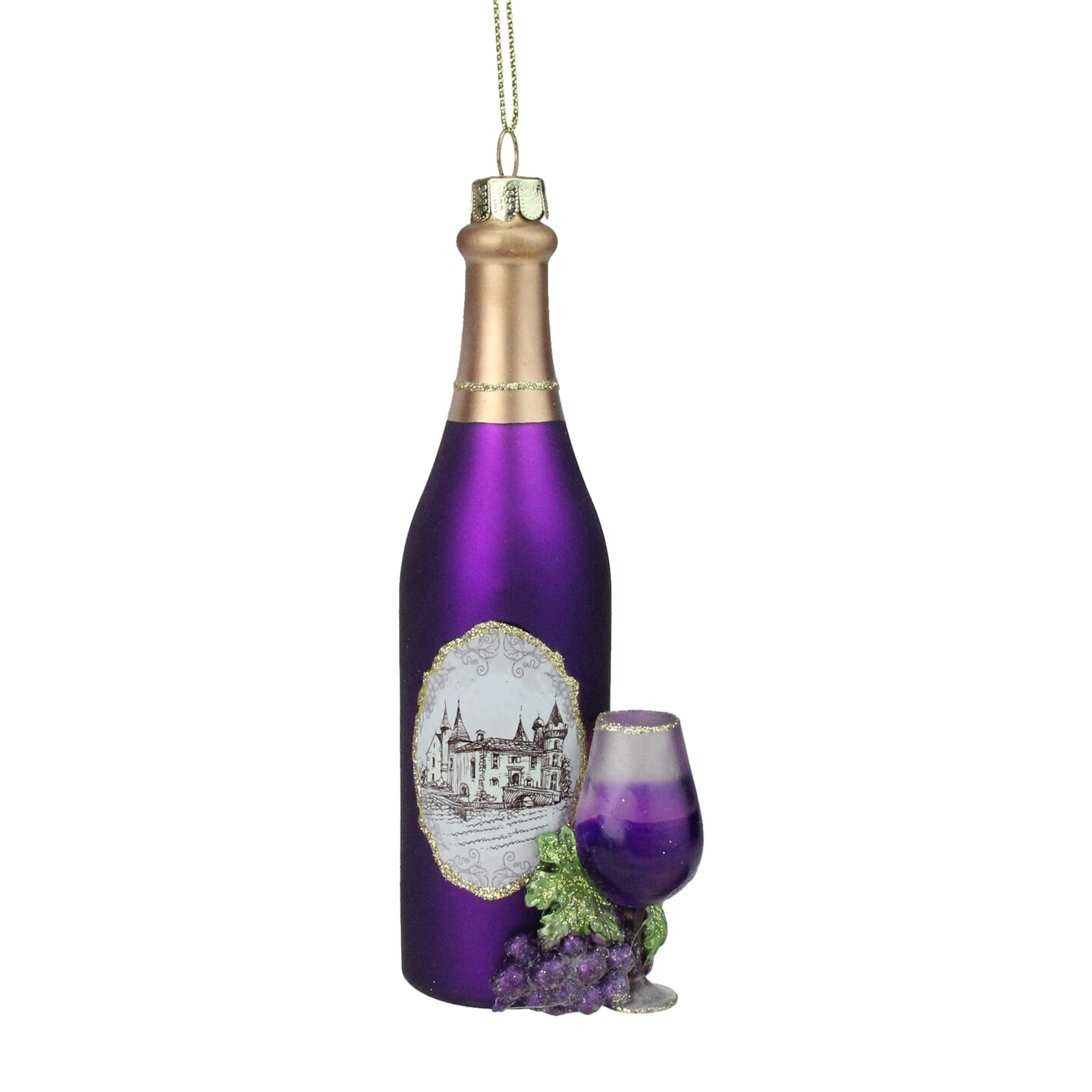 Northlight Purple Wine Country Bottle Glass Christmas Ornament Michaels