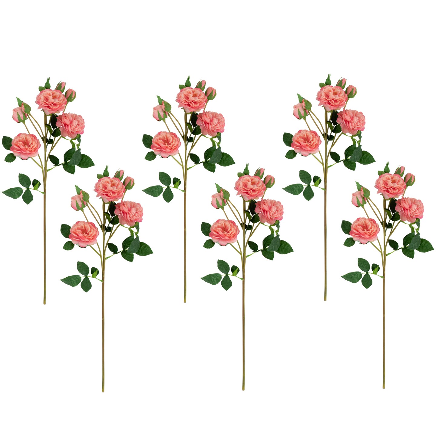 Northlight Real Touch&#x2122; Pink Artificial Camellia Rose Floral Sprays, Set of 6 - 23&#x22;