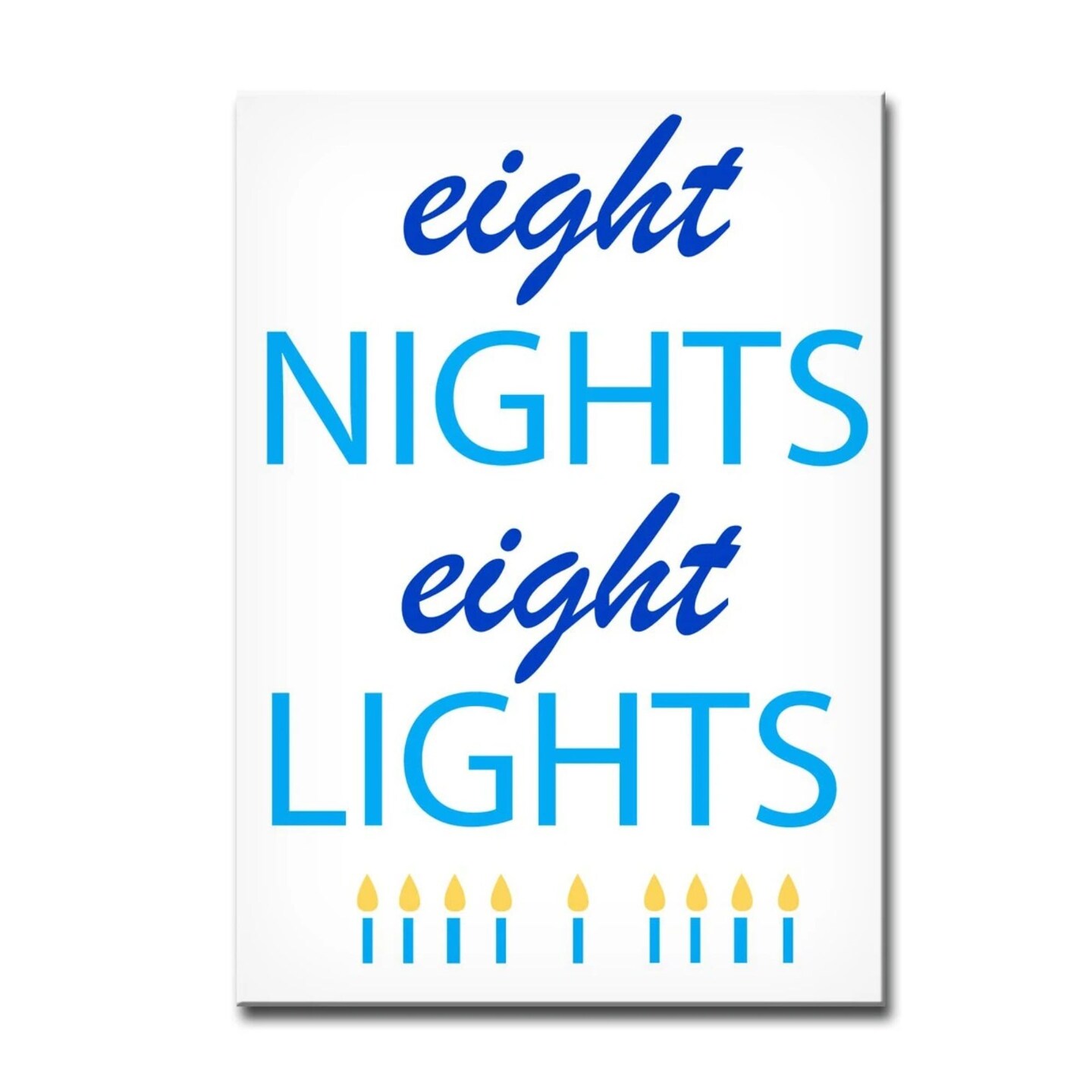 Crafted Creations White and Blue &#x22;Eight Nights Eight Lights&#x22; Hanukkah Rectangular Wall Art Decor 30&#x22; x 20&#x22;