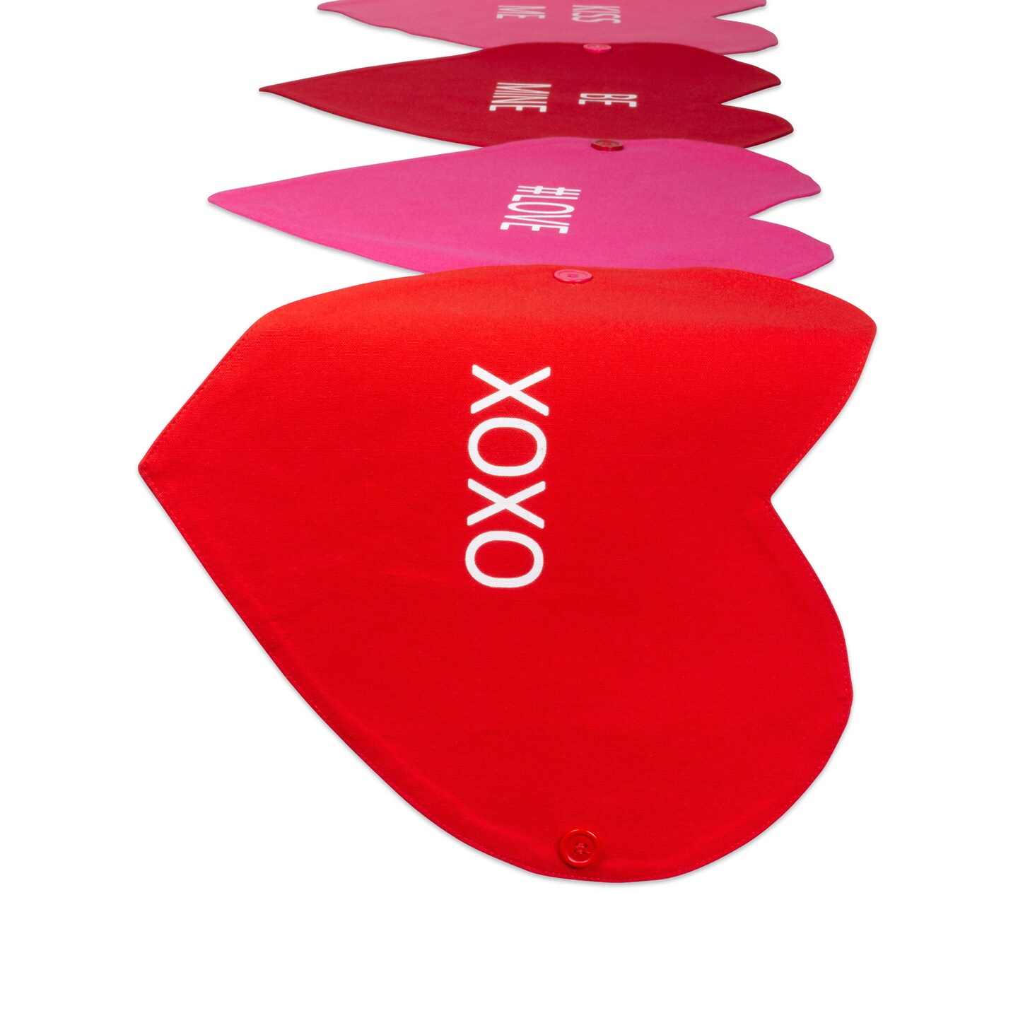 Contemporary Home Living Set of 4 Red Heart Shaped Placemat and Table Runner in 1 58"