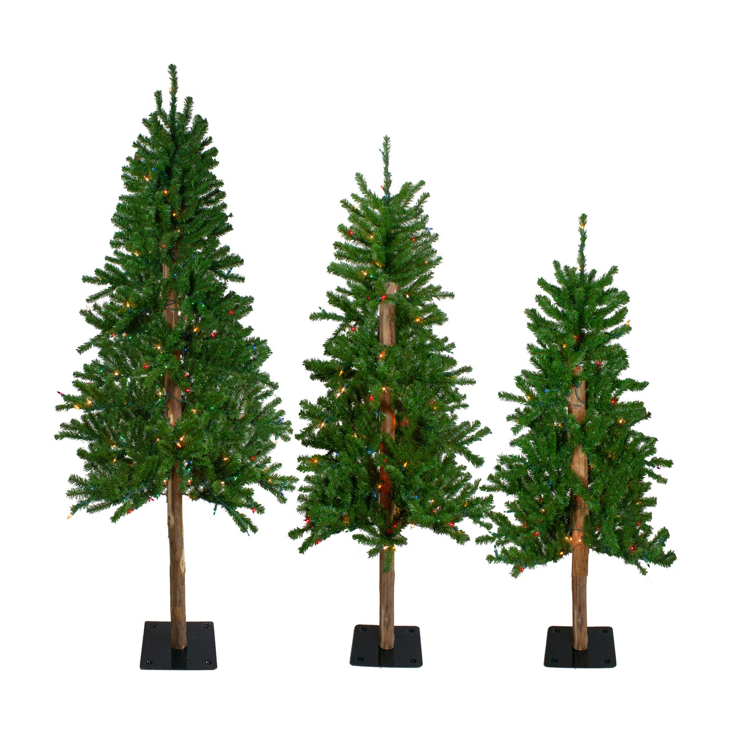 Northlight Pre-Lit Slim Alpine Artificial Christmas Trees - 6' - Multi Lights - Set of 3