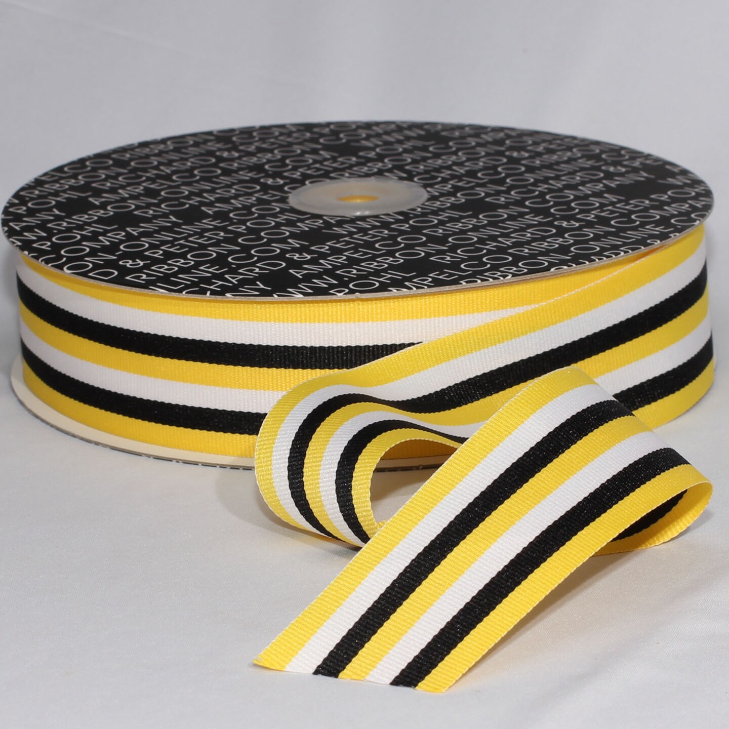 The Ribbon People Yellow and Black Striped Woven Grosgrain Craft Ribbon 1.5&#x22; x 55 Yards