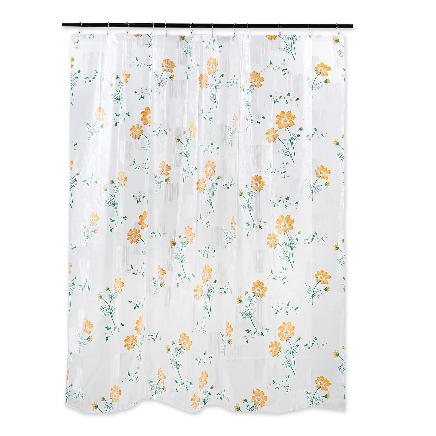 Contemporary Home Living 6&#x27; Orange and Green Floral Print Home and Bathroom Essentials Shower Curtain