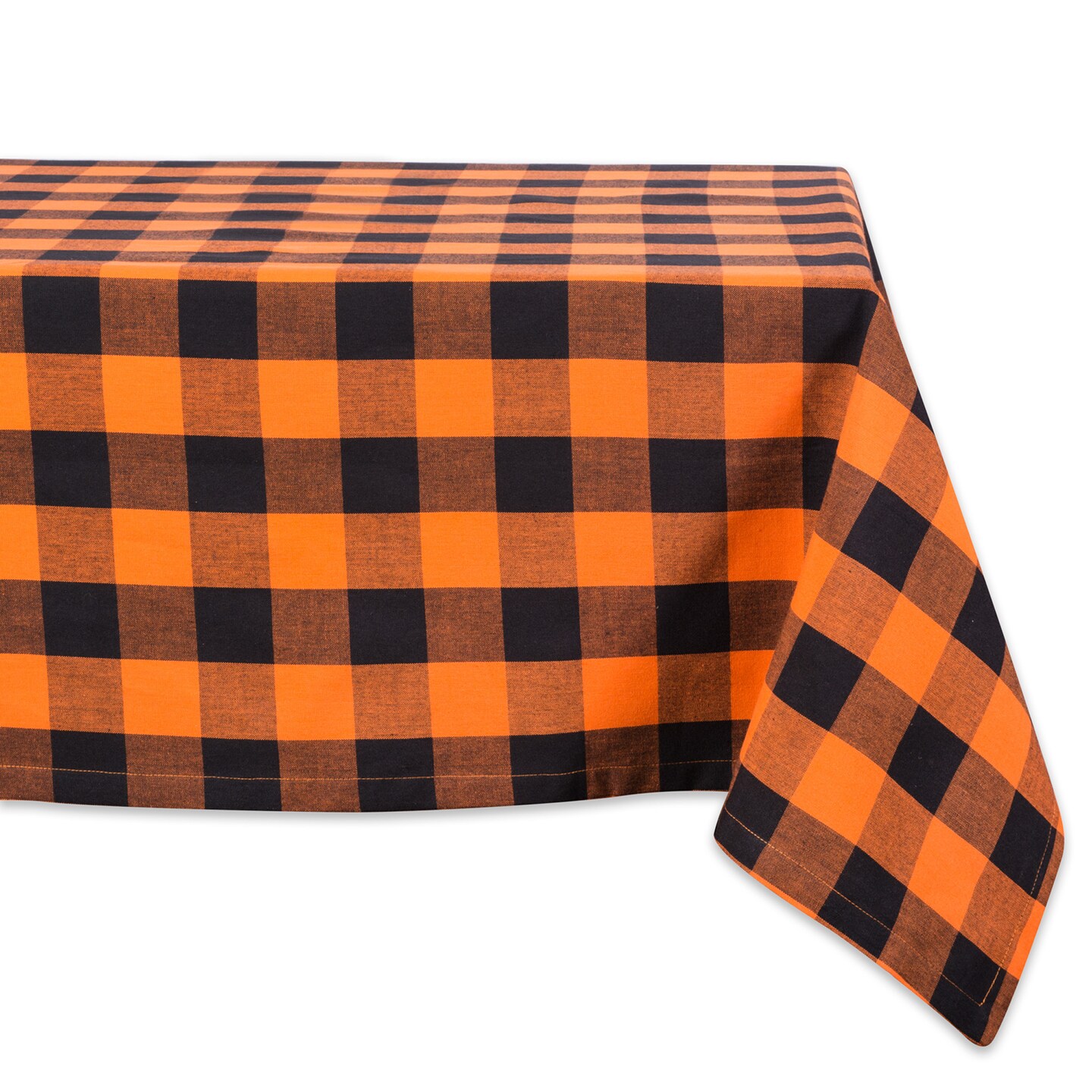 Contemporary Home Living 60&#x22; x 84&#x22; Orange And Black Rectangular Buffalo Checkered Tablecloth