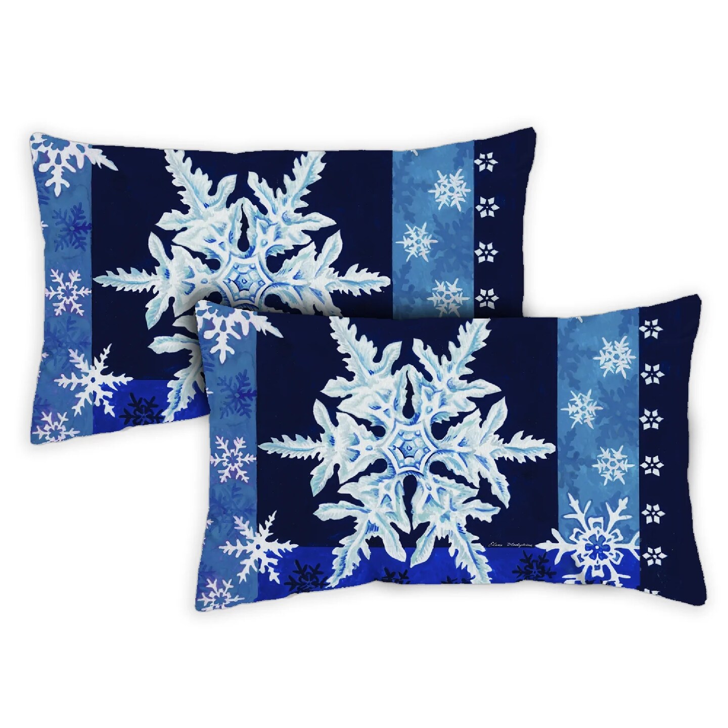 Toland Home Garden Set of 2 Christmas Cool Snowflakes Outdoor Patio Throw Pillow Covers 19"