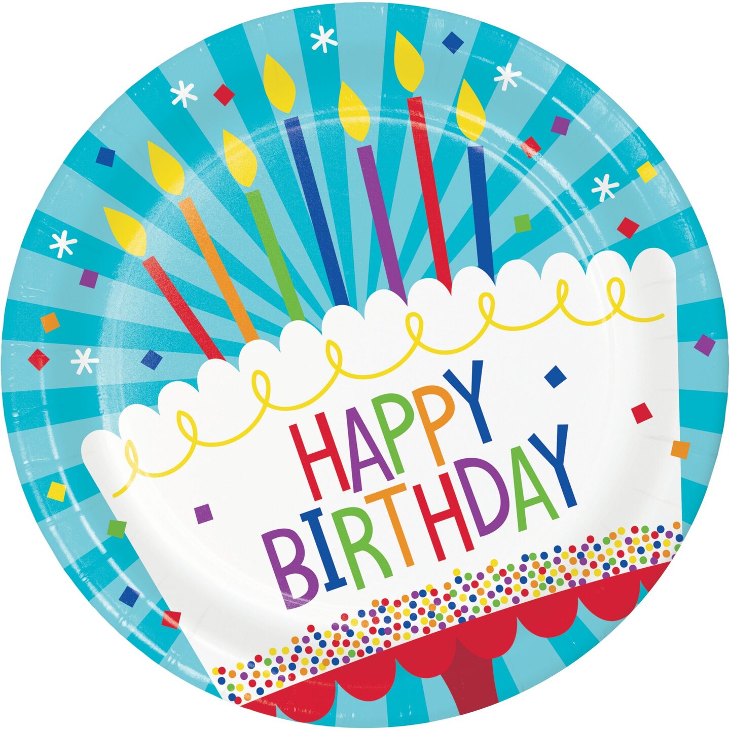 Party Central Happy Birthday Round Disposable Paper Plates - 8.75&#x22; - Blue and White - Club Pack of 96