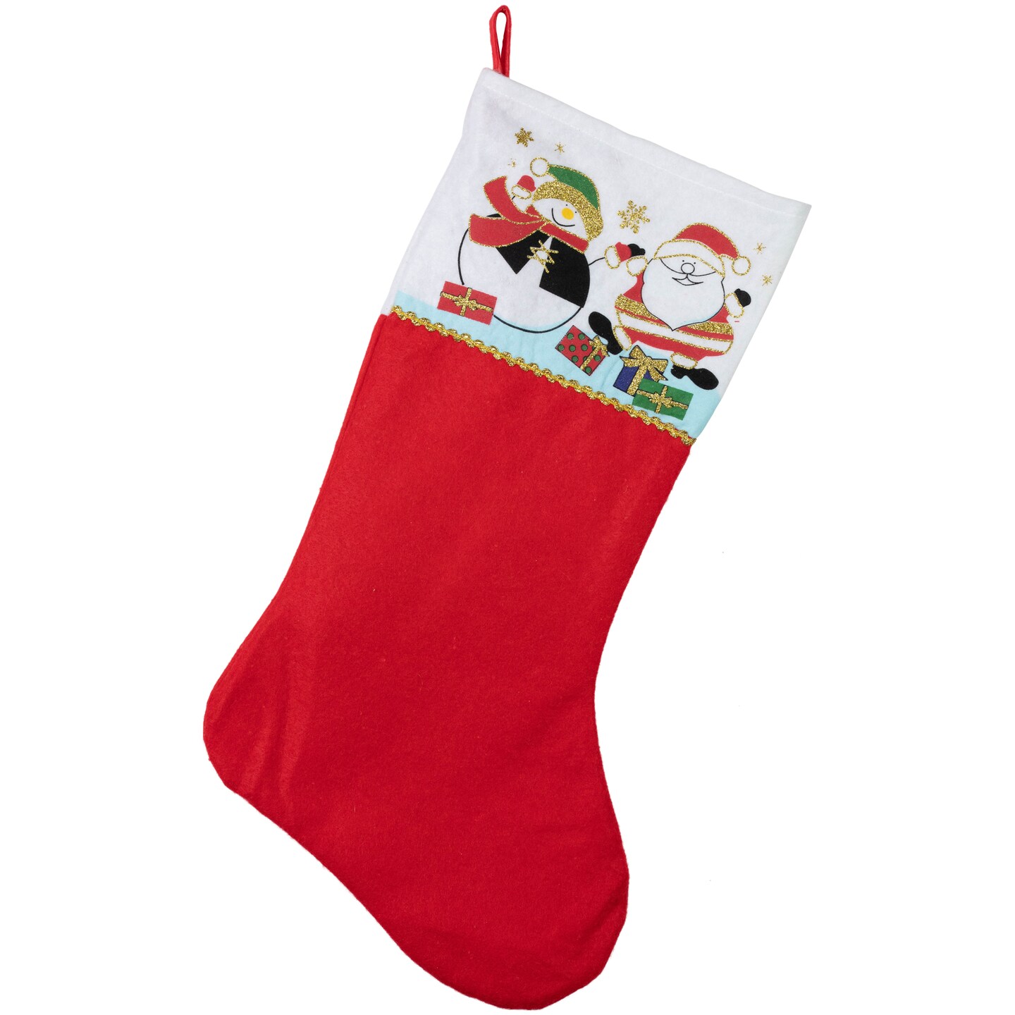 Northlight Santa and Snowman Christmas Stocking - 19" - Red and White