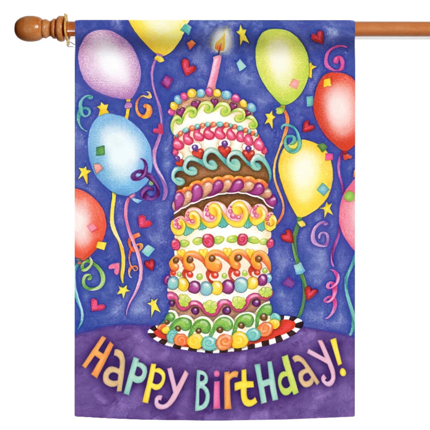 Toland Home Garden Giant Layered Cake '"Happy Birthday" Outdoor Flag - 40" x 28"