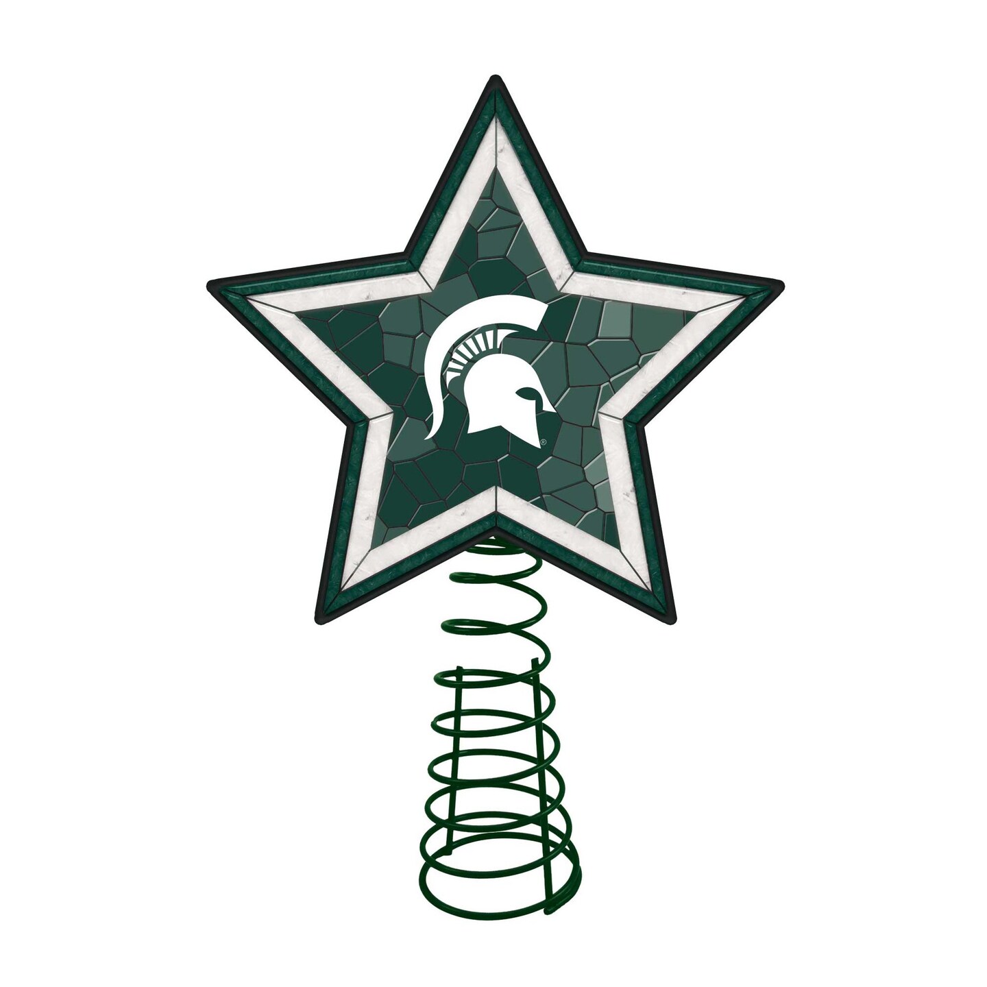The Memory Company 10" Lighted Green and White Star NCAA Michigan State Spartans Christmas Tree Topper