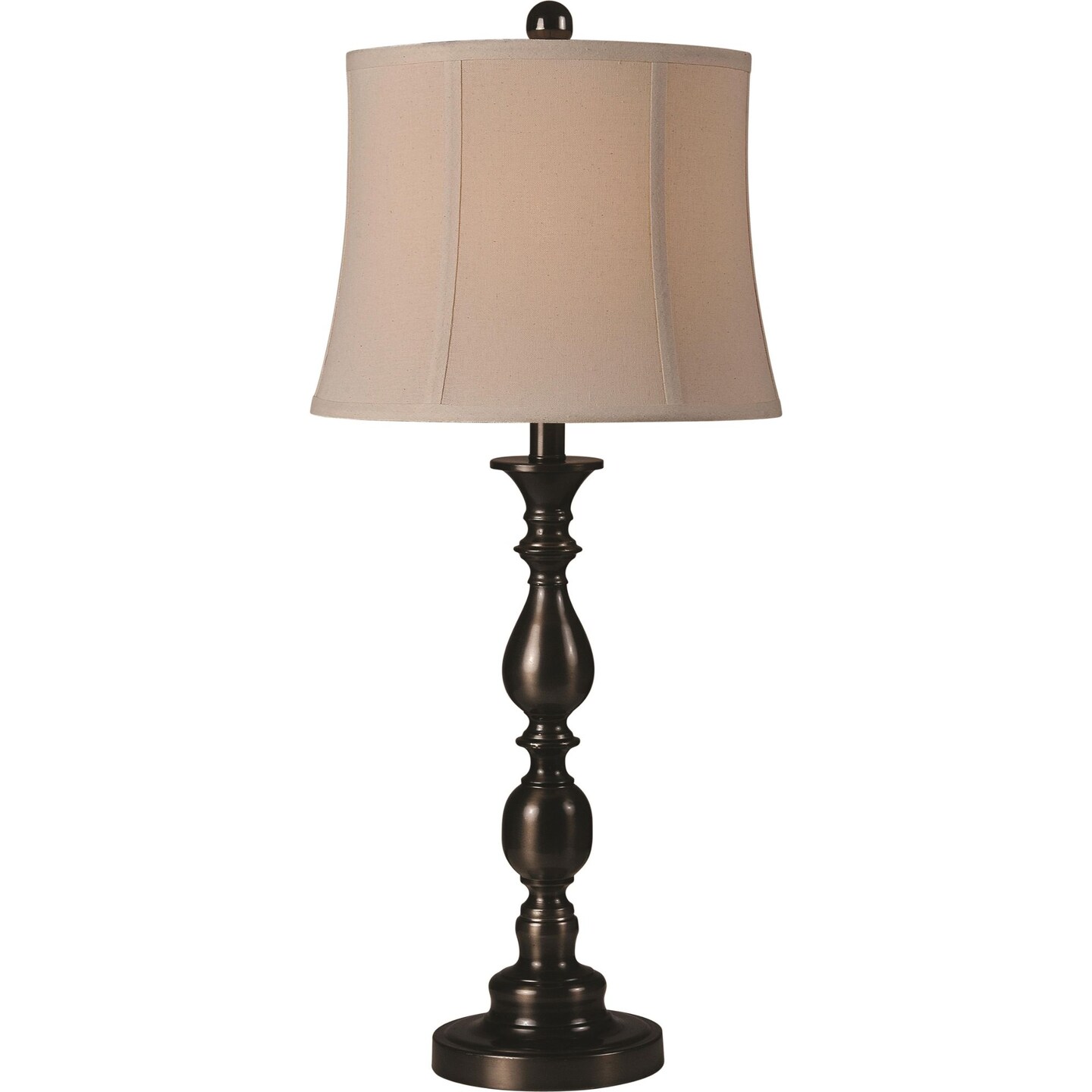 Signature Home Collection Set of 2 Bronze Finish Table Lamps with Beige Drum Shades 29&#x22;