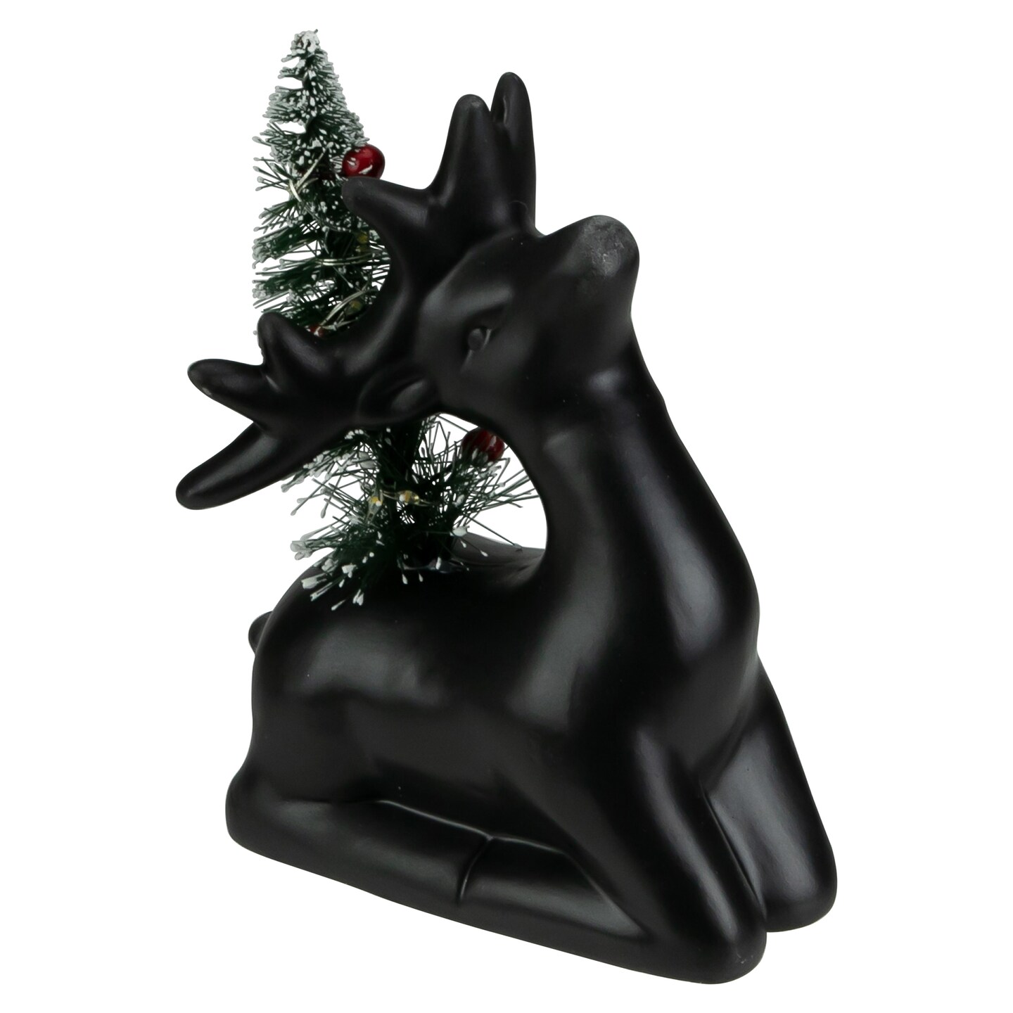 Northlight LED Lighted Ceramic Sitting Reindeer with Christmas Tree - 6" - Warm White Lights