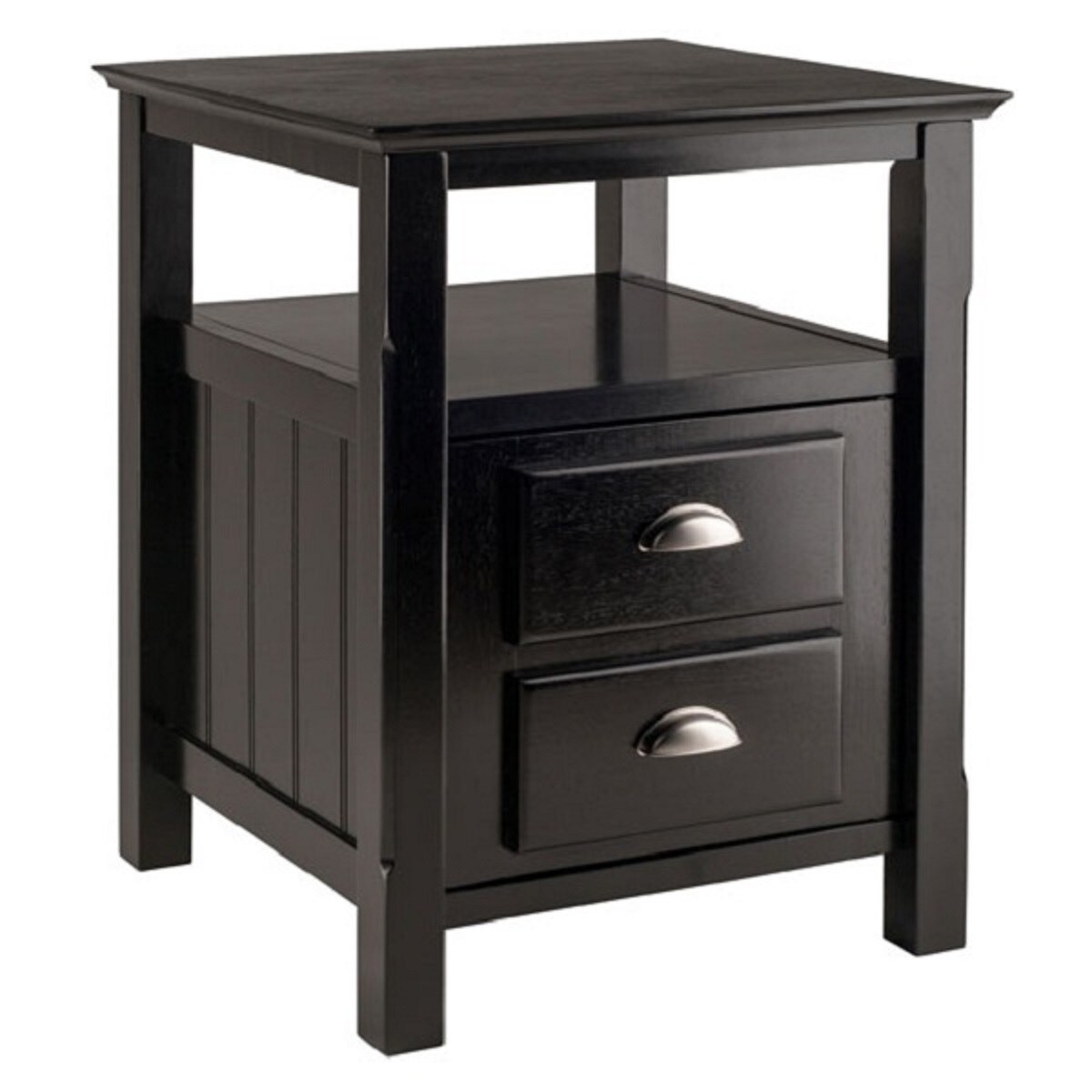 Contemporary Home Living 25&#x201D; Black Timber Bedroom Nightstand