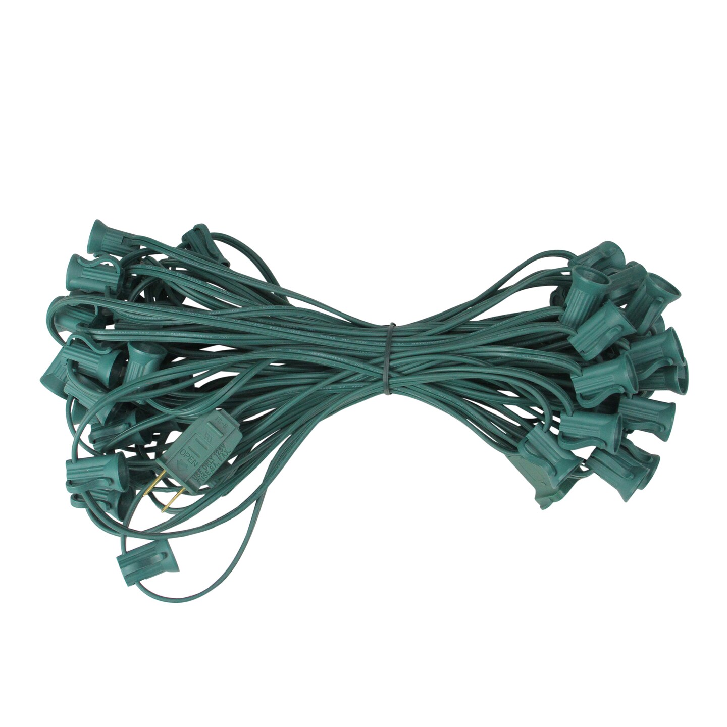 Northlight Commercial Grade C7 Christmas Light Socket Set - 50' Green Wire - 18 Gauge