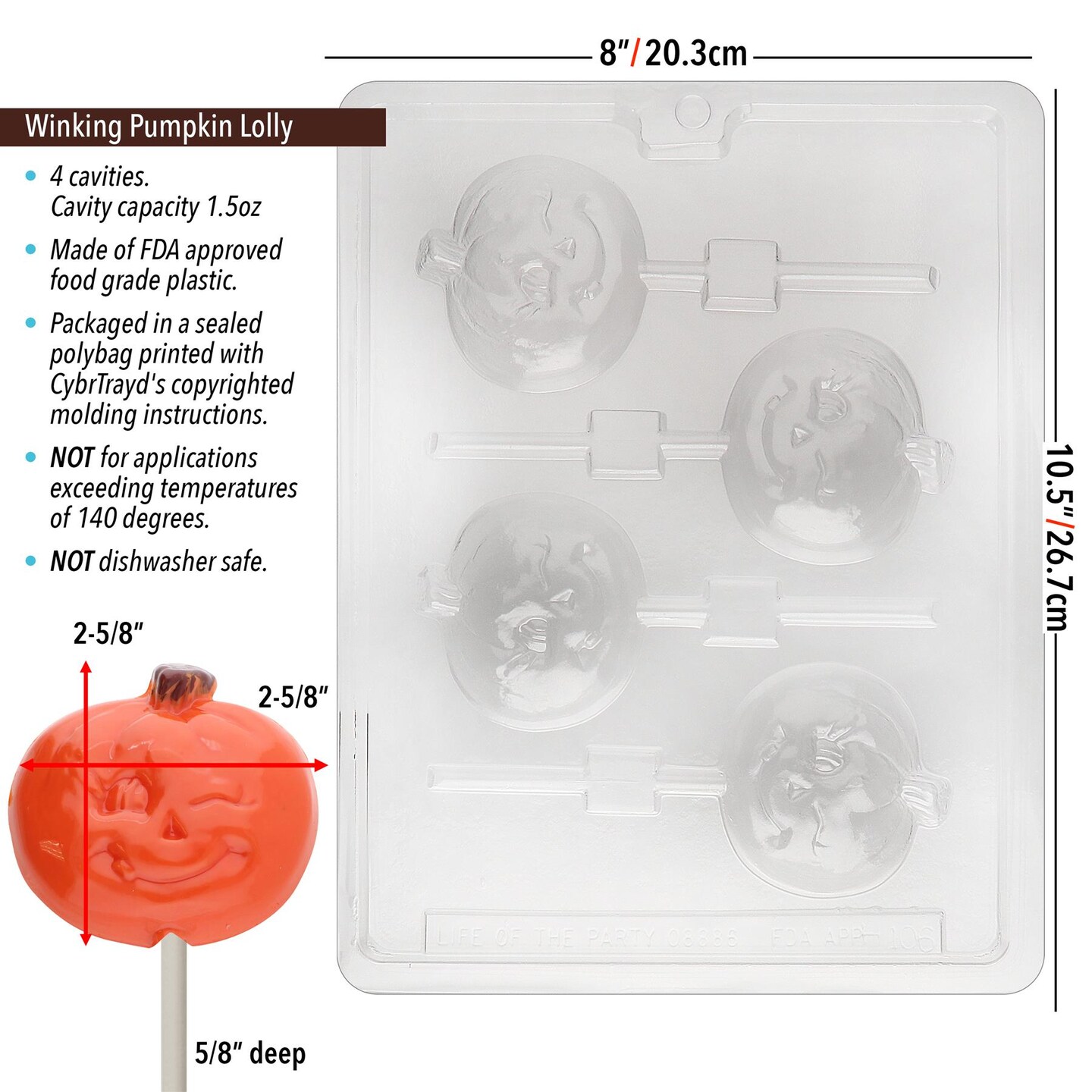 Chocolate Mold Winking Pumpkin Lolly