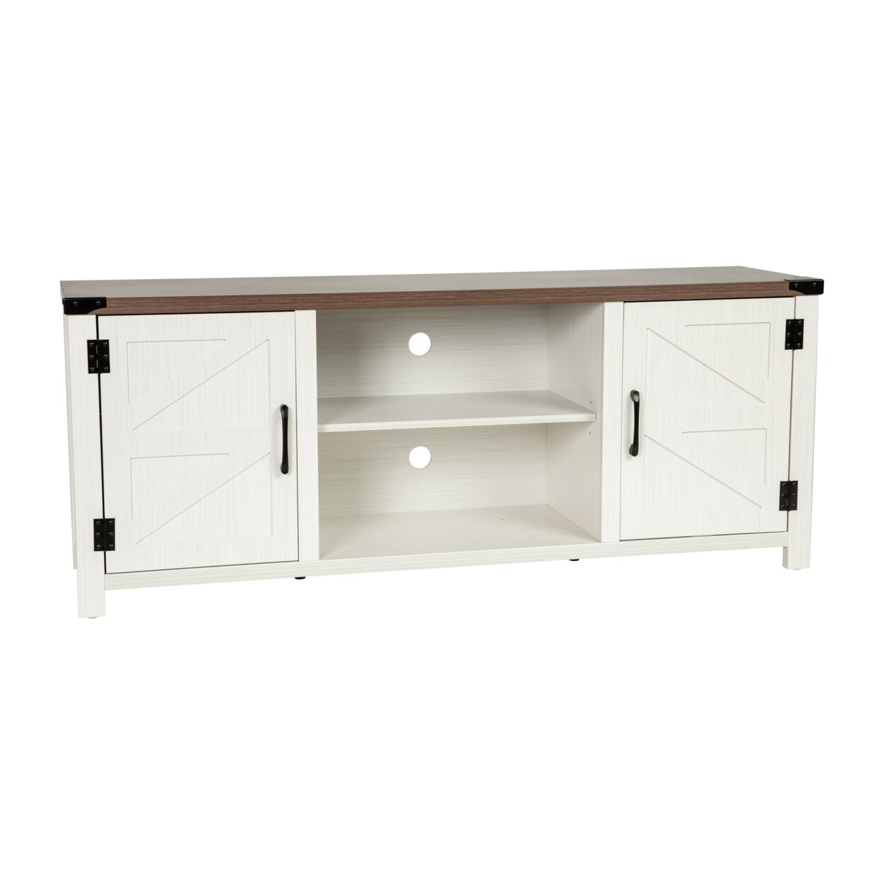 Flash Furniture Ayrith Modern Farmhouse Barn Door TV Stand in White for TV&#x27;s up to 65 Inches - 59 Inch Entertainment Center with Adjustable Shelf