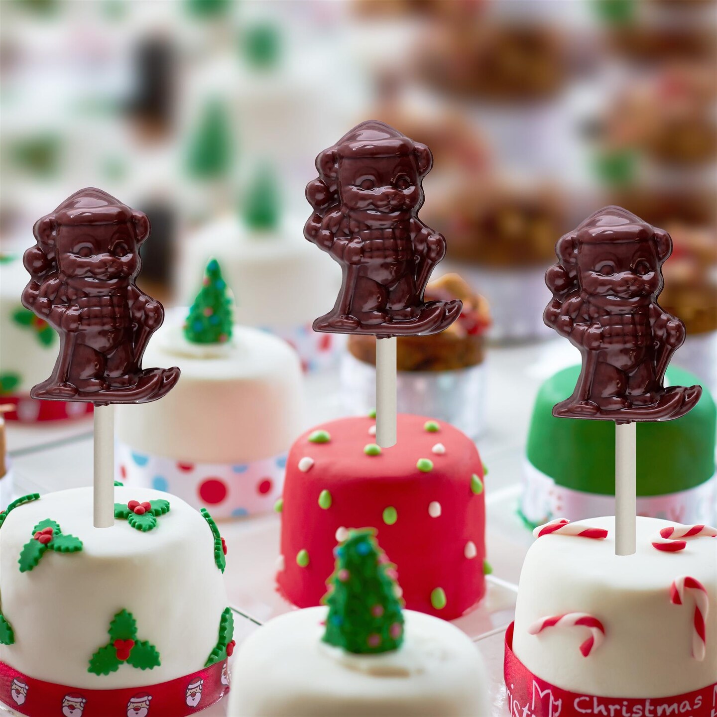 Chocolate Mold Skiing Bear Lolly
