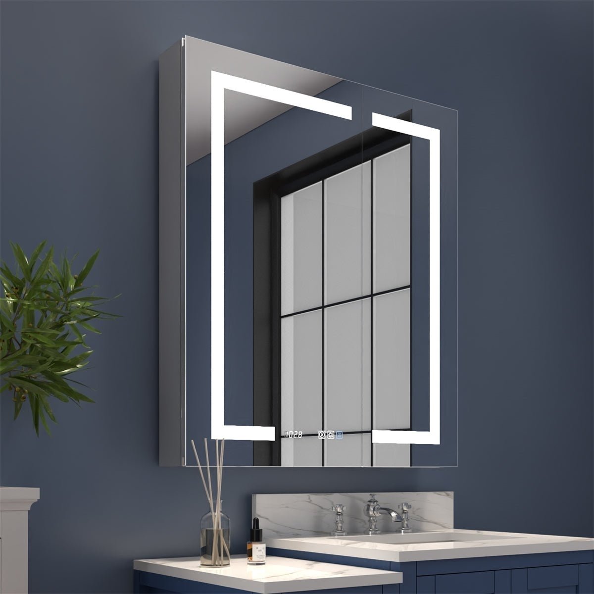 Boost-M2 Bathroom Lighted Medicine Cabinet 30X36 Recessed Defogger Usb Dimmer